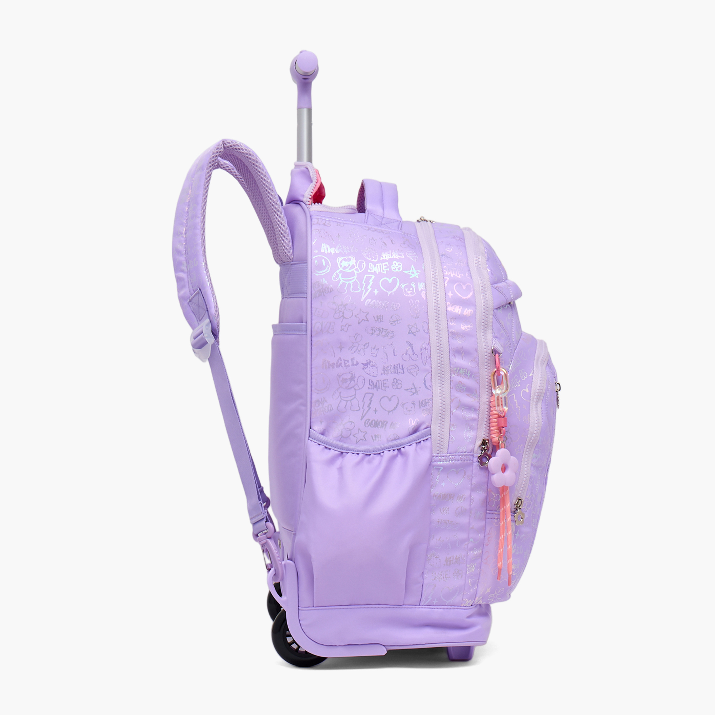 شنطة ترولي مبطنة للبنات من 13 سنة فأكثر بعجلات متينة من ليتل ميسي-school-bagsandbackpacks-trolleybags-image-8