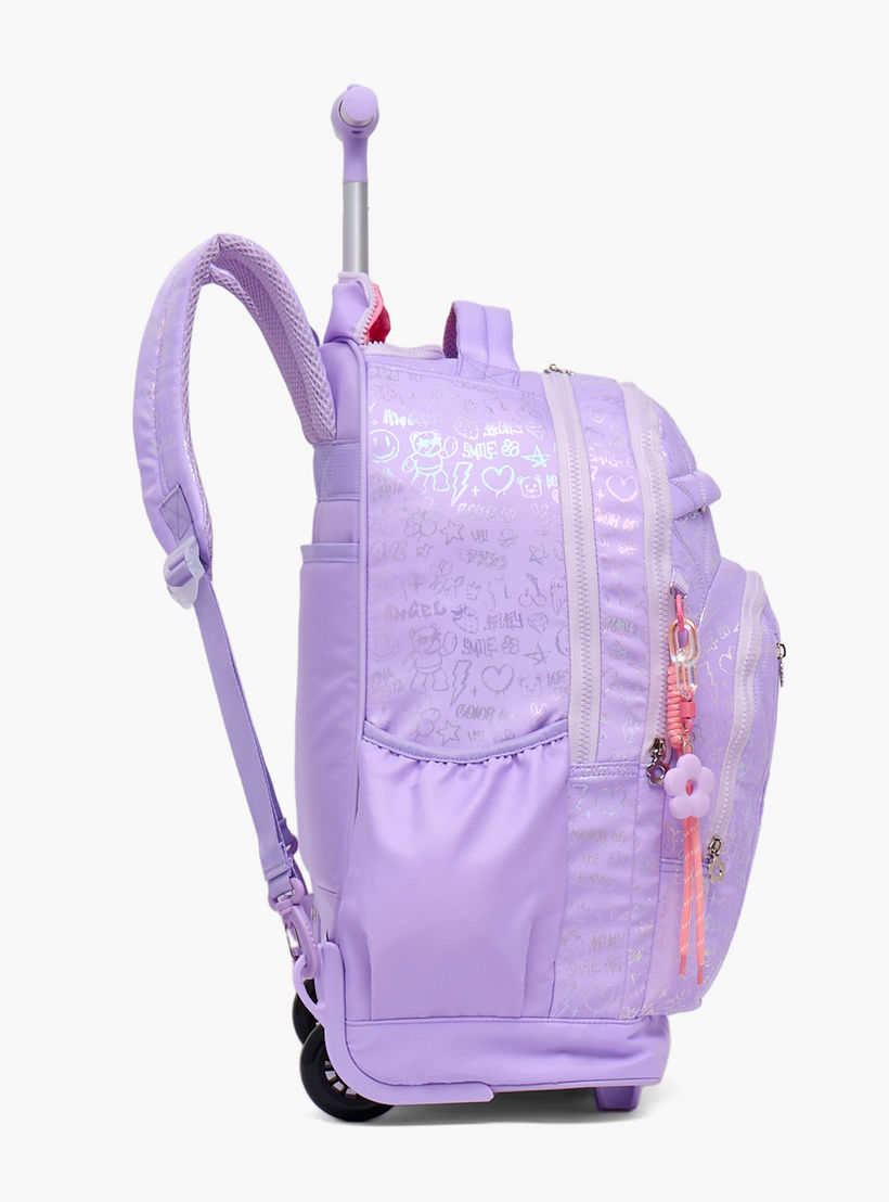 شنطة ترولي مبطنة للبنات من 13 سنة فأكثر بعجلات متينة من ليتل ميسي-school-bagsandbackpacks-trolleybags-image-8