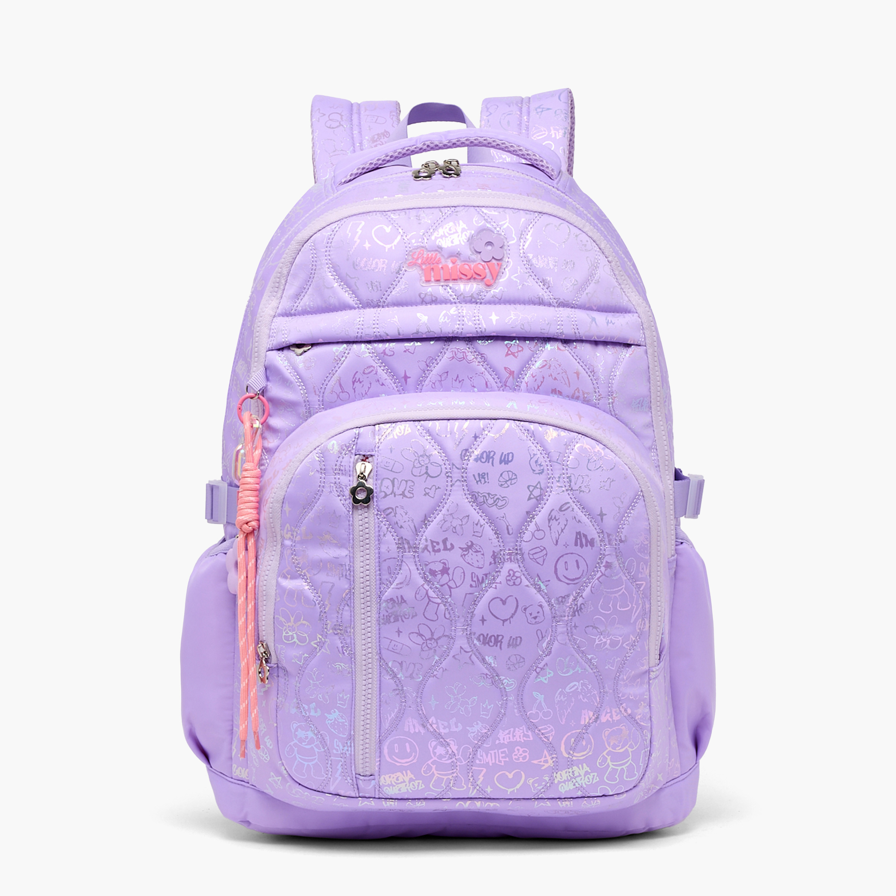 شنطة ظهر بطبعات وبجيب مبطن للابتوب للبنات بعمر 13 سنة فما فوق من ليتل ميسي-school-bagsandbackpacks-backpacks-image-1