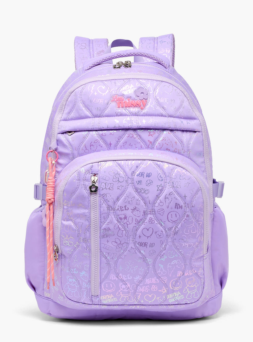 شنطة ظهر بطبعات وبجيب مبطن للابتوب للبنات بعمر 13 سنة فما فوق من ليتل ميسي-school-bagsandbackpacks-backpacks-image-1