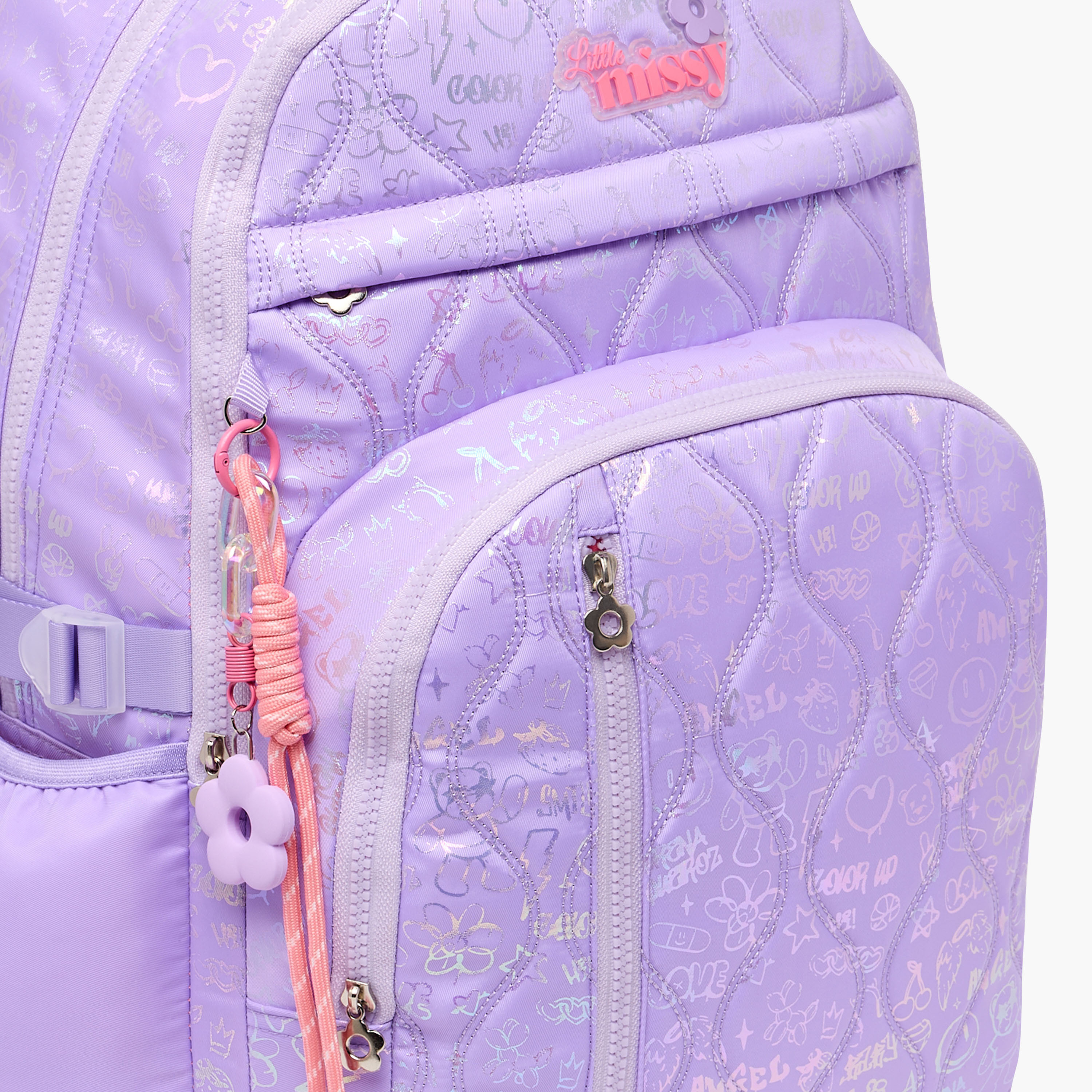 شنطة ظهر بطبعات وبجيب مبطن للابتوب للبنات بعمر 13 سنة فما فوق من ليتل ميسي-school-bagsandbackpacks-backpacks-image-4