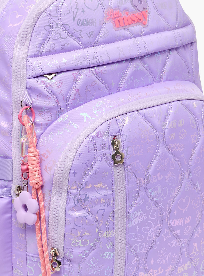 شنطة ظهر بطبعات وبجيب مبطن للابتوب للبنات بعمر 13 سنة فما فوق من ليتل ميسي-school-bagsandbackpacks-backpacks-image-4