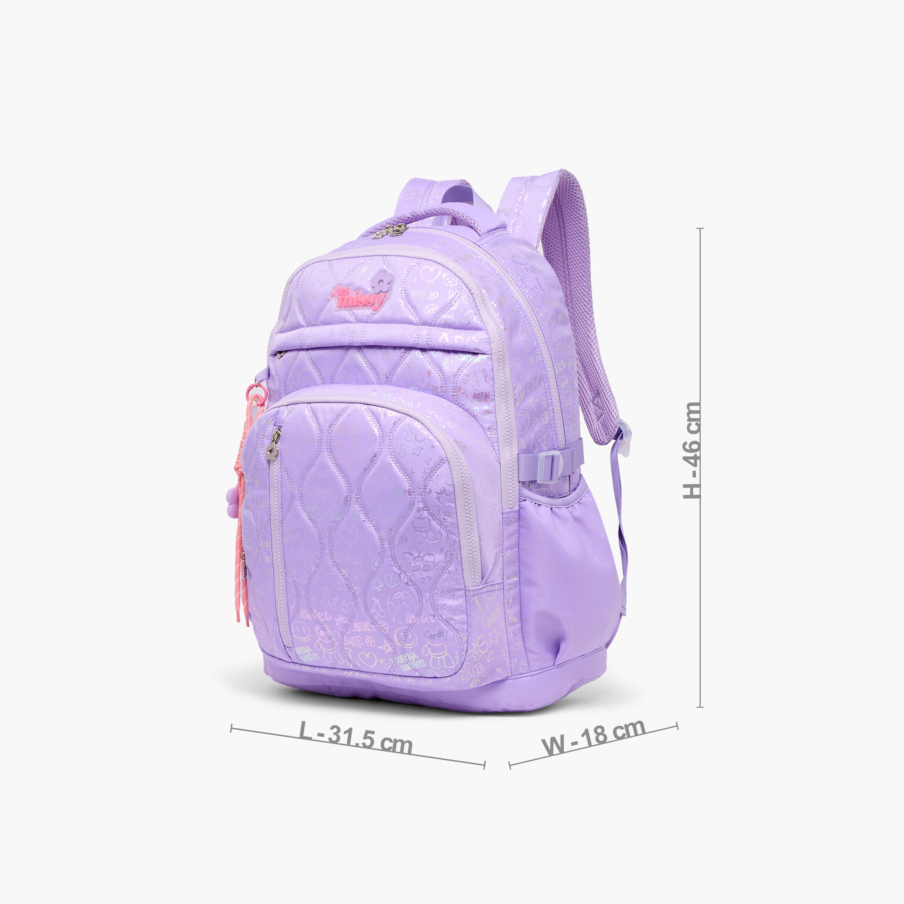 شنطة ظهر بطبعات وبجيب مبطن للابتوب للبنات بعمر 13 سنة فما فوق من ليتل ميسي-school-bagsandbackpacks-backpacks-image-6