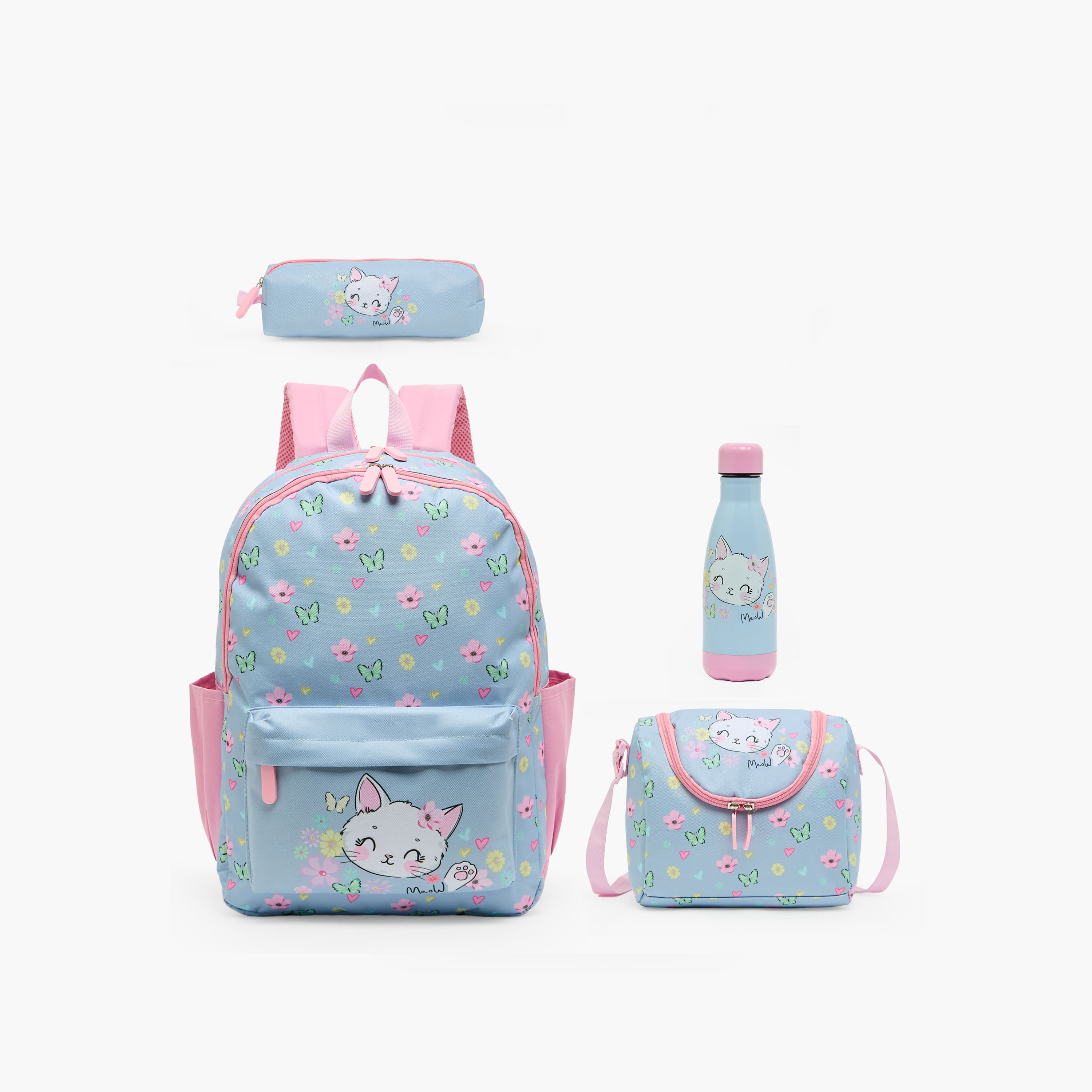 طقم شنطة ظهر 4 قطع للبنات 5-8 سنوات مع مقلمة بطبعات - 17 بوصة-school-bagsandbackpacks-backpacks-image-1