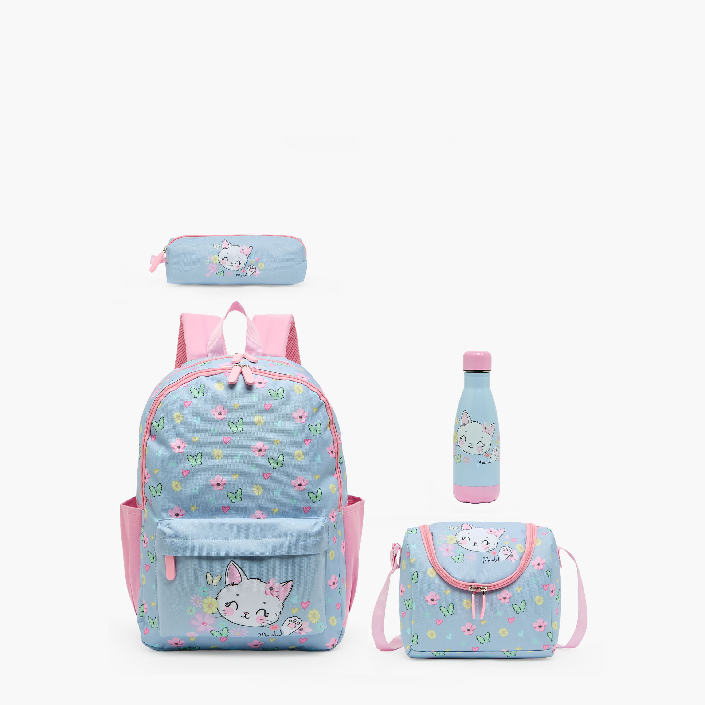 طقم شنطة ظهر 4 قطع للبنات 5-8 سنوات مع مقلمة بطبعات - 17 بوصة-school-bagsandbackpacks-backpacks-image-2