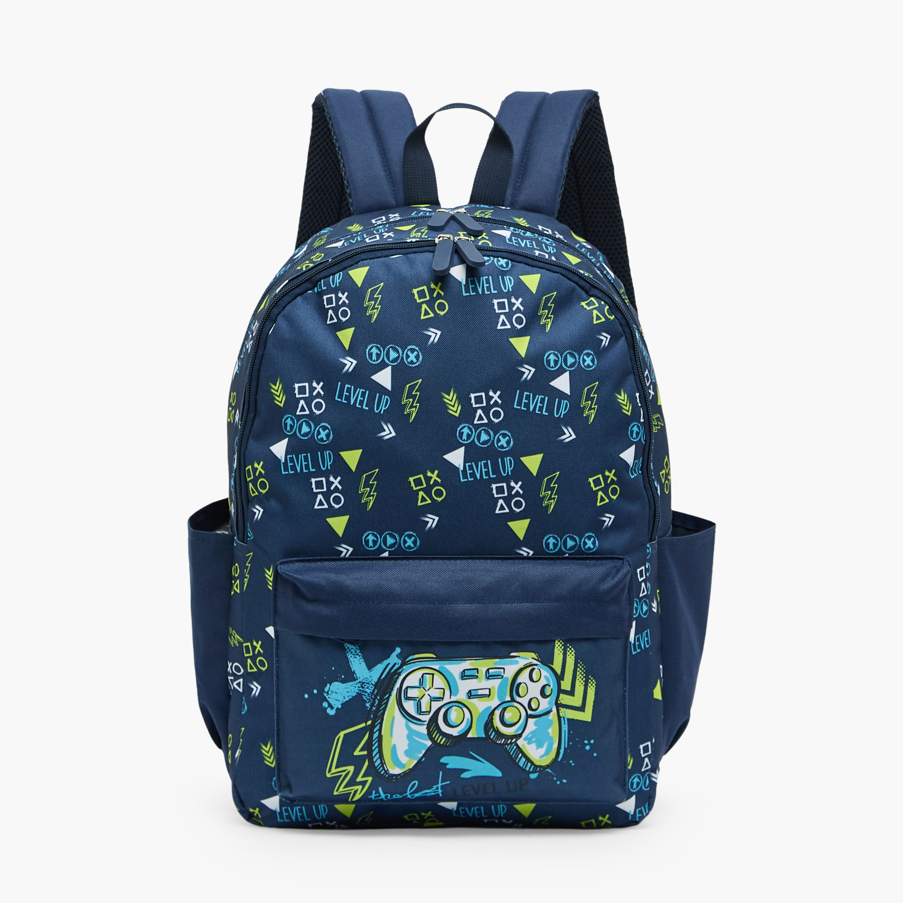 طقم شنطة ظهر مدرسية بطبعات جيمنج 4 قطع مع مقلمة للأولاد من 8 - 13 سنة - 17 بوصة-school-bagsandbackpacks-backpacks-image-2