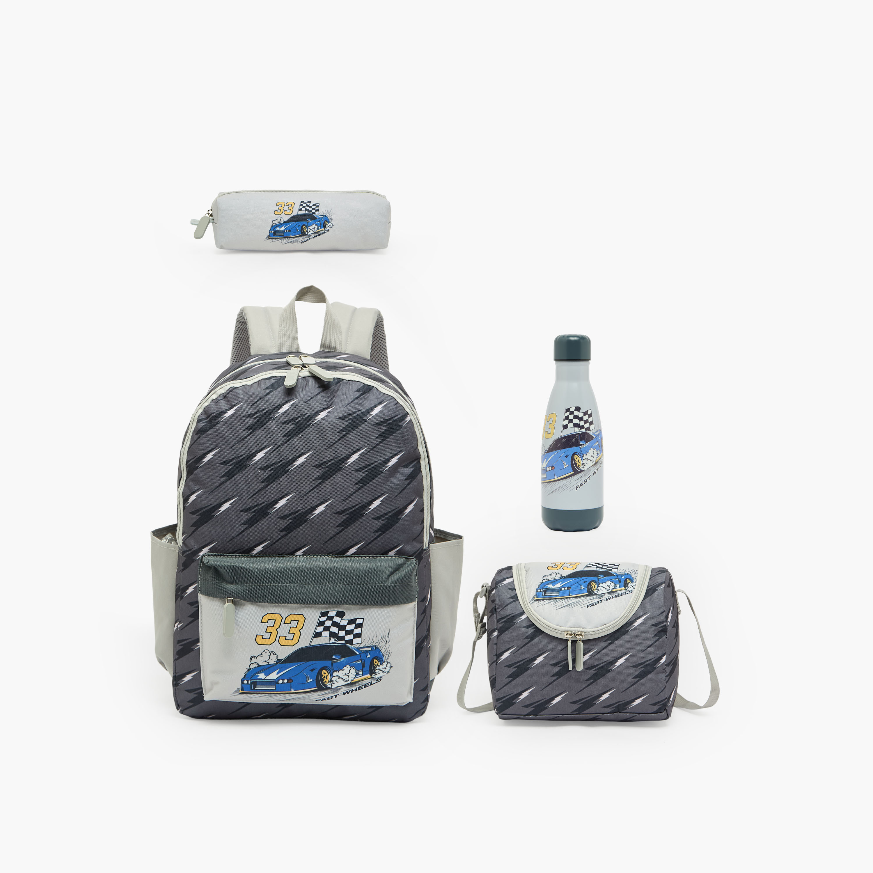 شنطة ظهر مدرسية 4 قطع مع مقلمة بطبعات للأولاد 8 - 13 سنة - 17 بوصة-school-bagsandbackpacks-backpacks-image-1