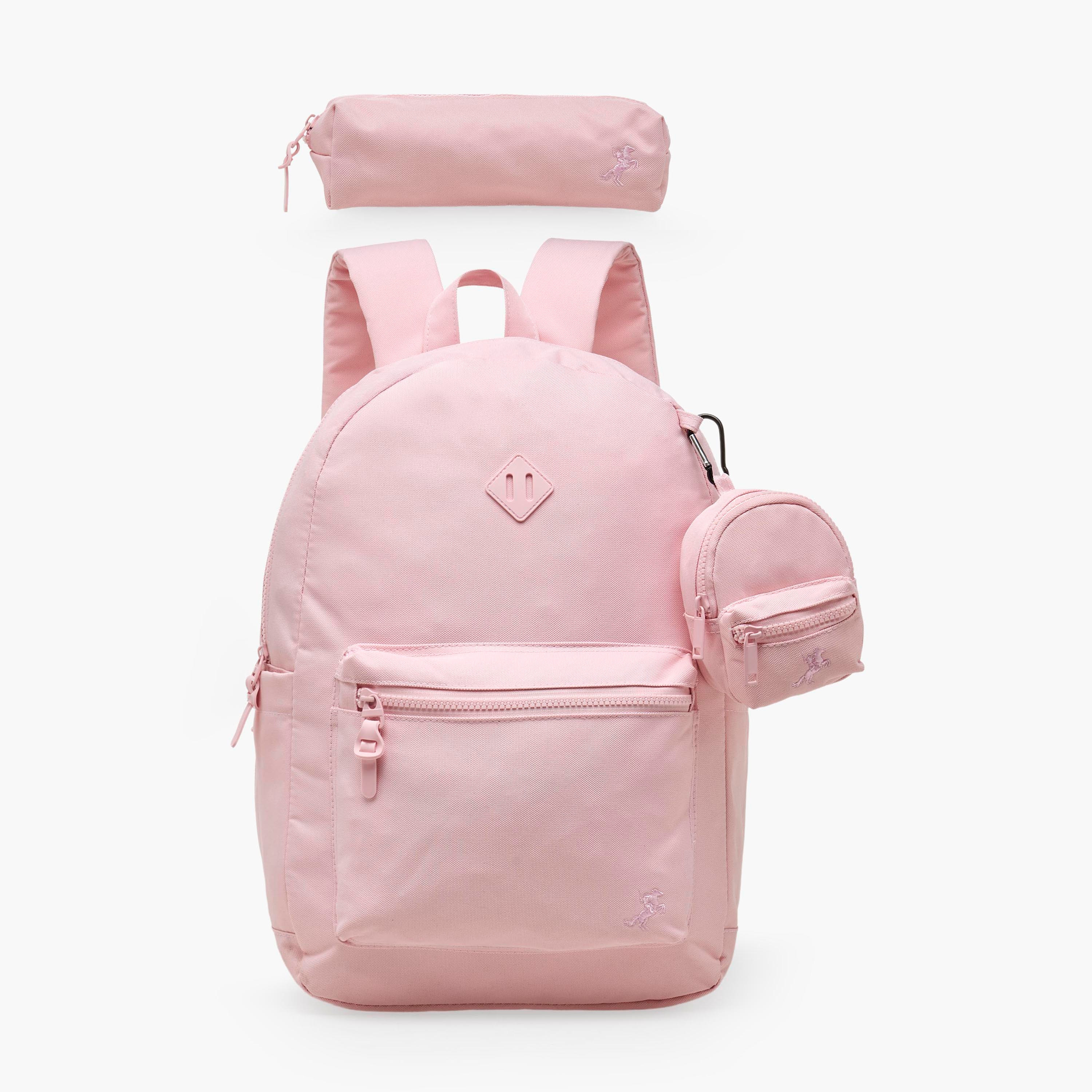 Solid 3-Piece Backpack School Bag Set for Kids 8-13 Years with Pencil Case and Pouch - 17 inch-school-bagsandbackpacks-backpacks-image-2