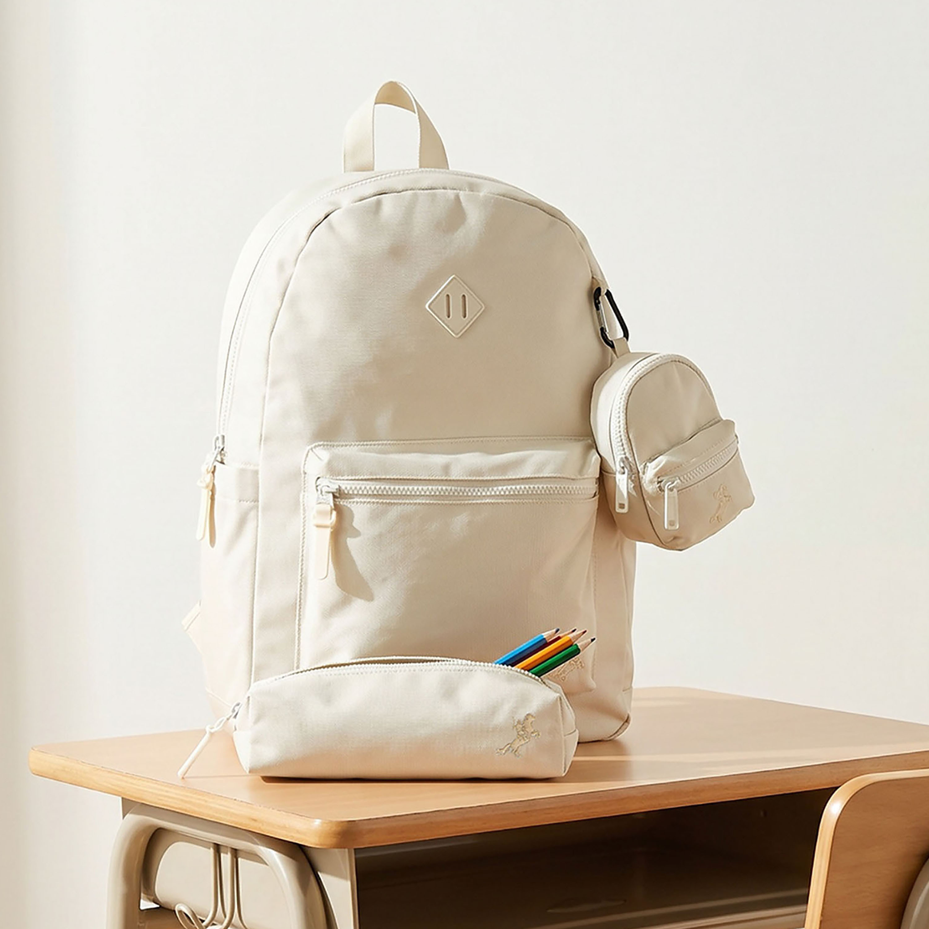 Solid 3-Piece Backpack School Bag Set for Kids 8-13 Years with Pencil Case and Pouch - 17 inch-school-bagsandbackpacks-backpacks-image-1