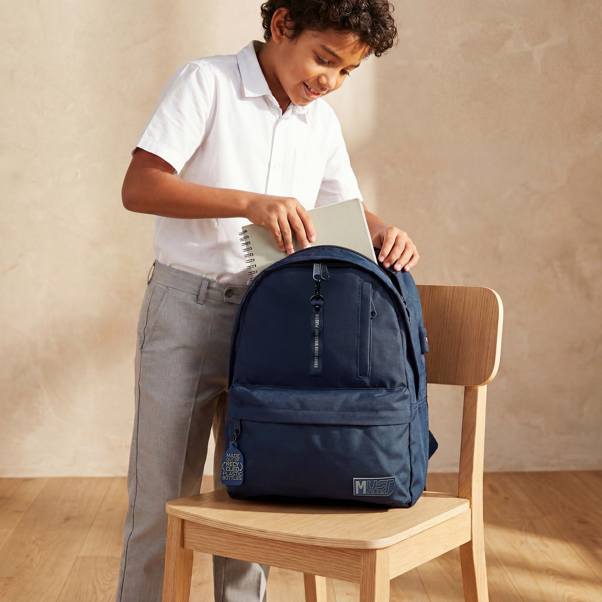 MustTeam Solid Backpack for Boys 8-13 Years with Adjustable Shoulder Straps - 17 inches-school-bagsandbackpacks-backpacks-image-3