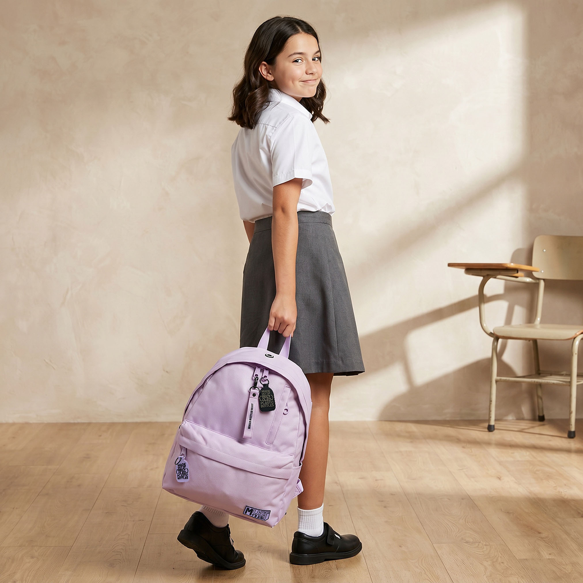 MustTeam Solid Backpack for Girls 8-13 Years with Adjustable Straps - 17 inches-school-bagsandbackpacks-backpacks-image-3