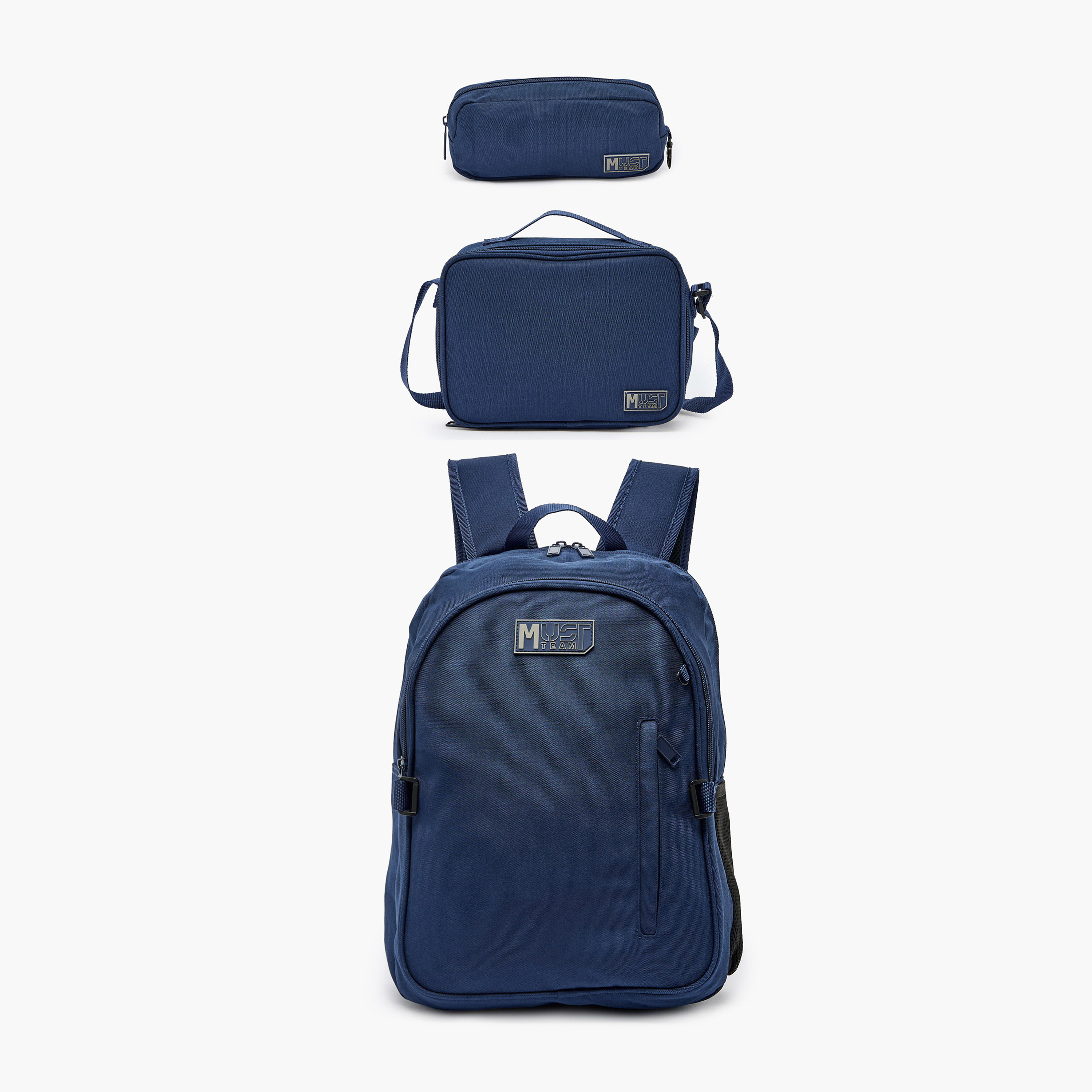 MustTeam Solid 3-Piece Backpack School Set for Boys 8-13 Years with Lunch Bag and Pouch - 16 inches-school-bagsandbackpacks-backpacks-image-2