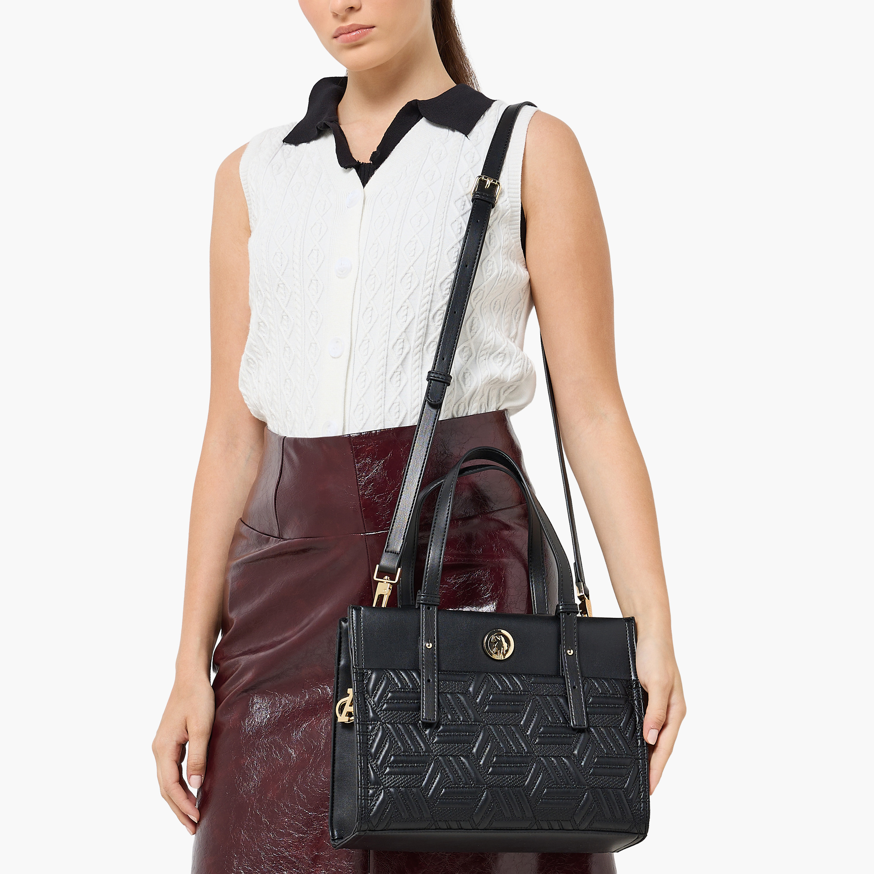 US POLO ASSN. Quilted Tote Bag with Detachable Strap-women-bagsandwallets-handbags-image-2