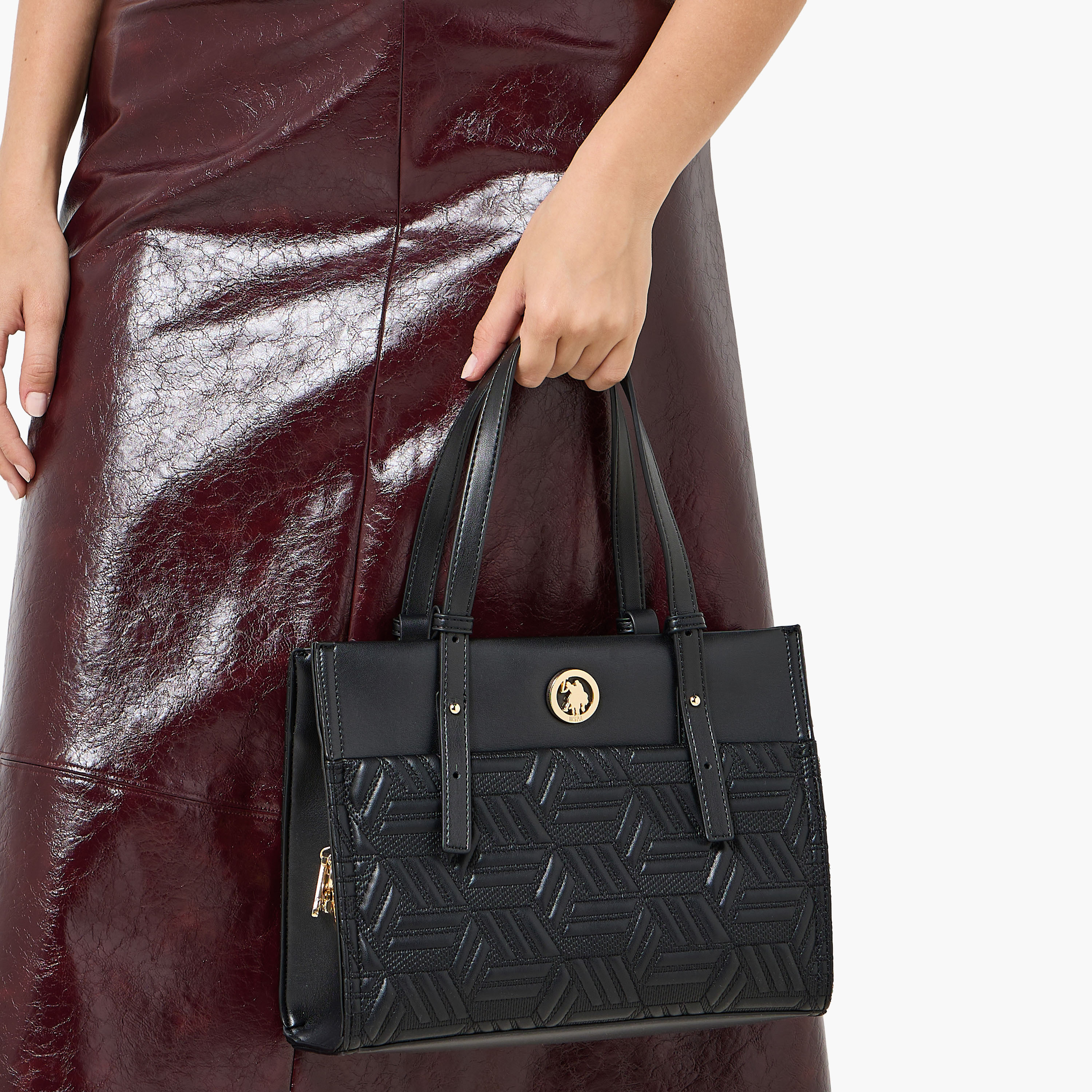 US POLO ASSN. Quilted Tote Bag with Detachable Strap-women-bagsandwallets-handbags-image-8