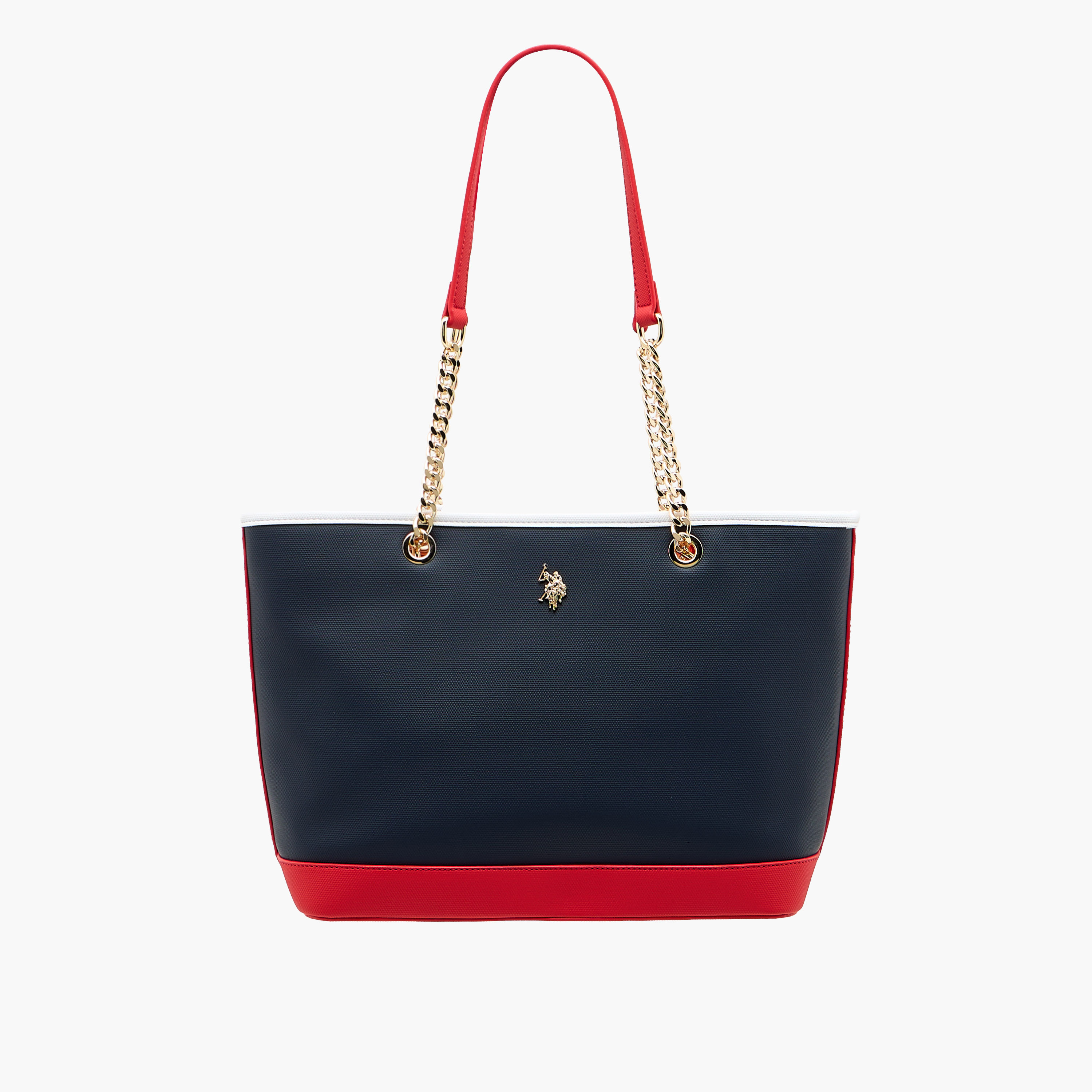 US POLO ASSN. Colourblock Tote Bag with Dual Handles-women-bagsandwallets-handbags-image-1