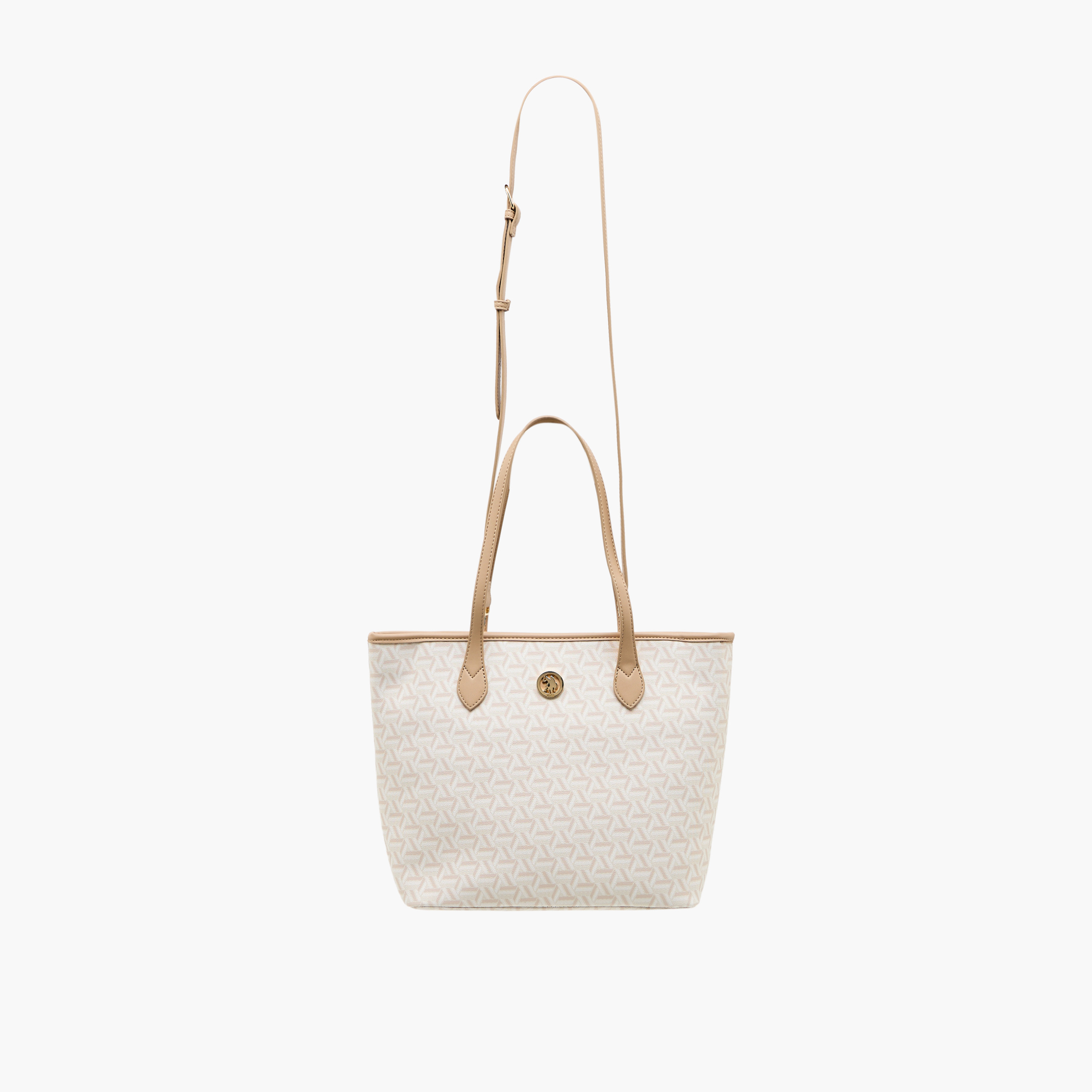 US POLO ASSN. Geometric Print Tote Bag with Detachable Strap-women-bagsandwallets-handbags-image-3