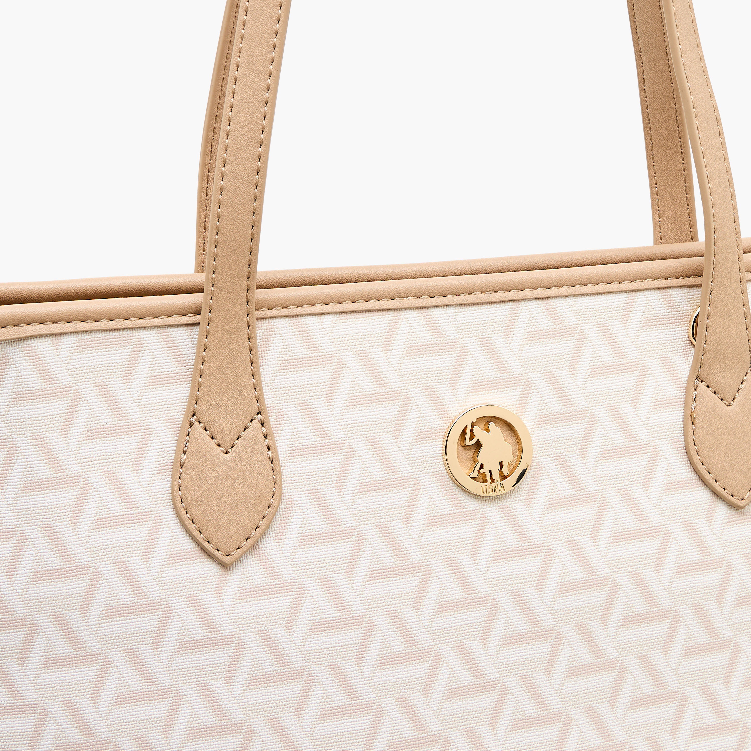 US POLO ASSN. Geometric Print Tote Bag with Detachable Strap-women-bagsandwallets-handbags-image-5