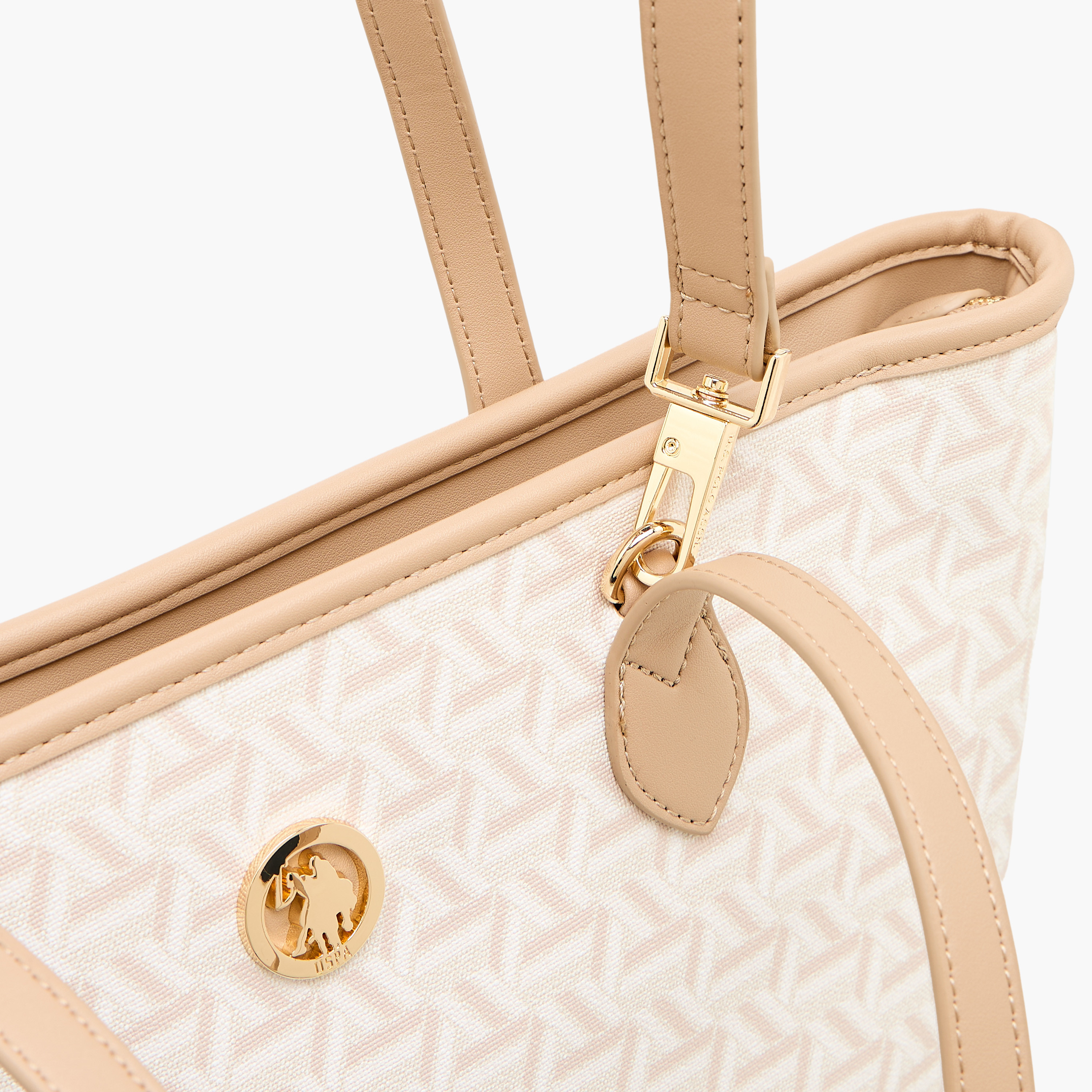 US POLO ASSN. Geometric Print Tote Bag with Detachable Strap-women-bagsandwallets-handbags-image-6