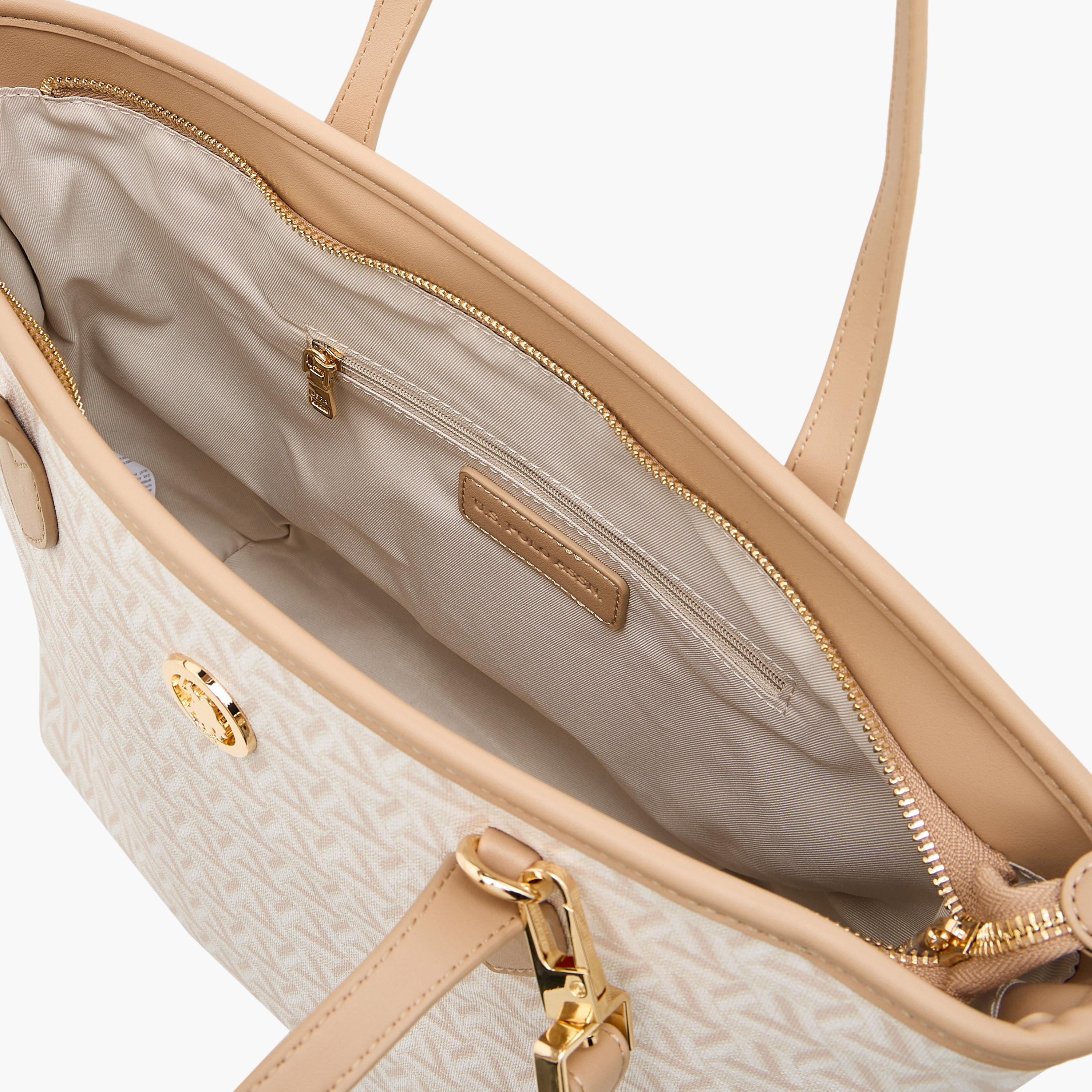 US POLO ASSN. Geometric Print Tote Bag with Detachable Strap-women-bagsandwallets-handbags-image-9