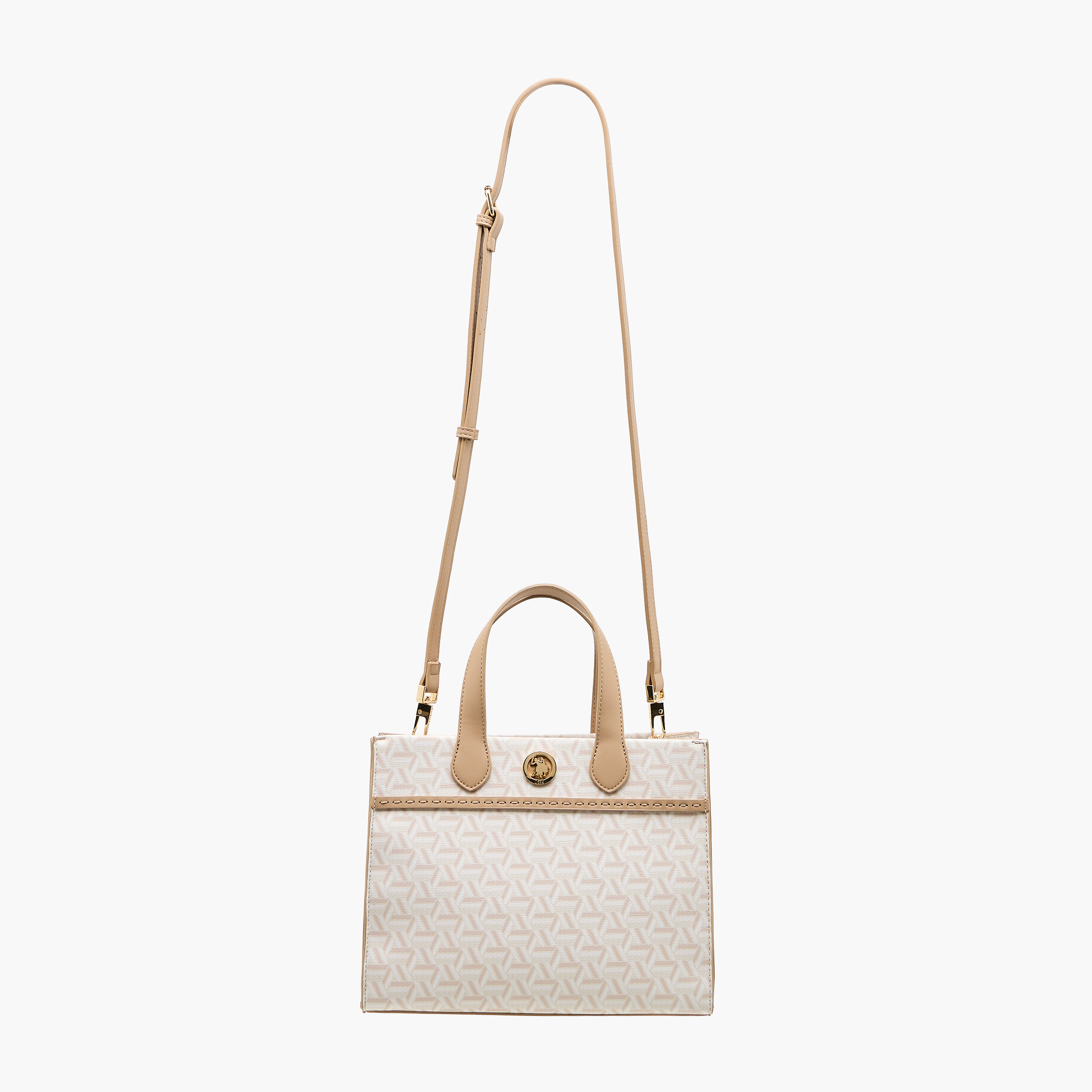 US POLO ASSN. Geometric Print Tote Bag with Detachable Strap-women-bagsandwallets-handbags-image-3