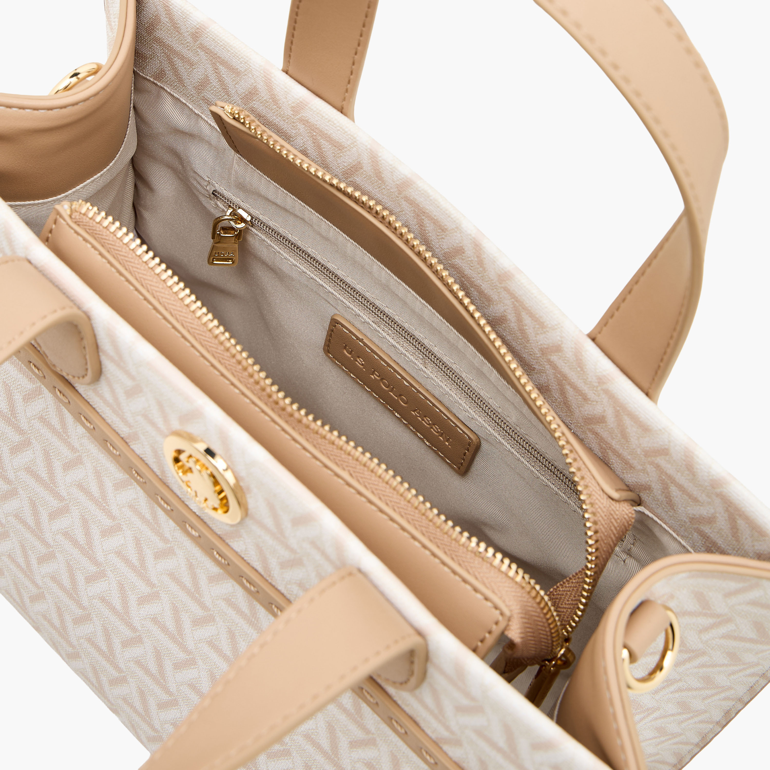 US POLO ASSN. Geometric Print Tote Bag with Detachable Strap-women-bagsandwallets-handbags-image-9
