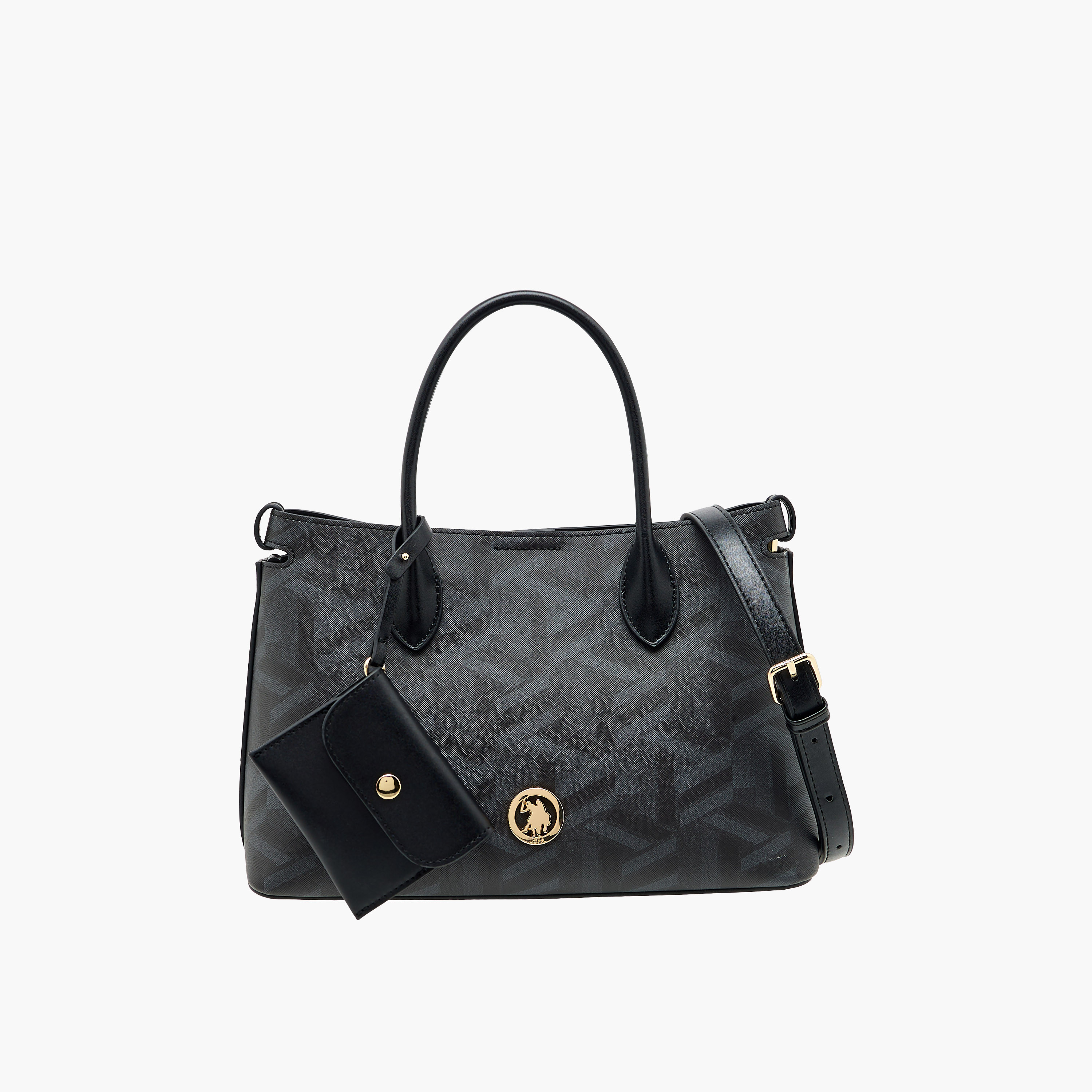 US POLO ASSN. Geometric Print Tote Bag with Coin Pouch-women-bagsandwallets-handbags-image-1