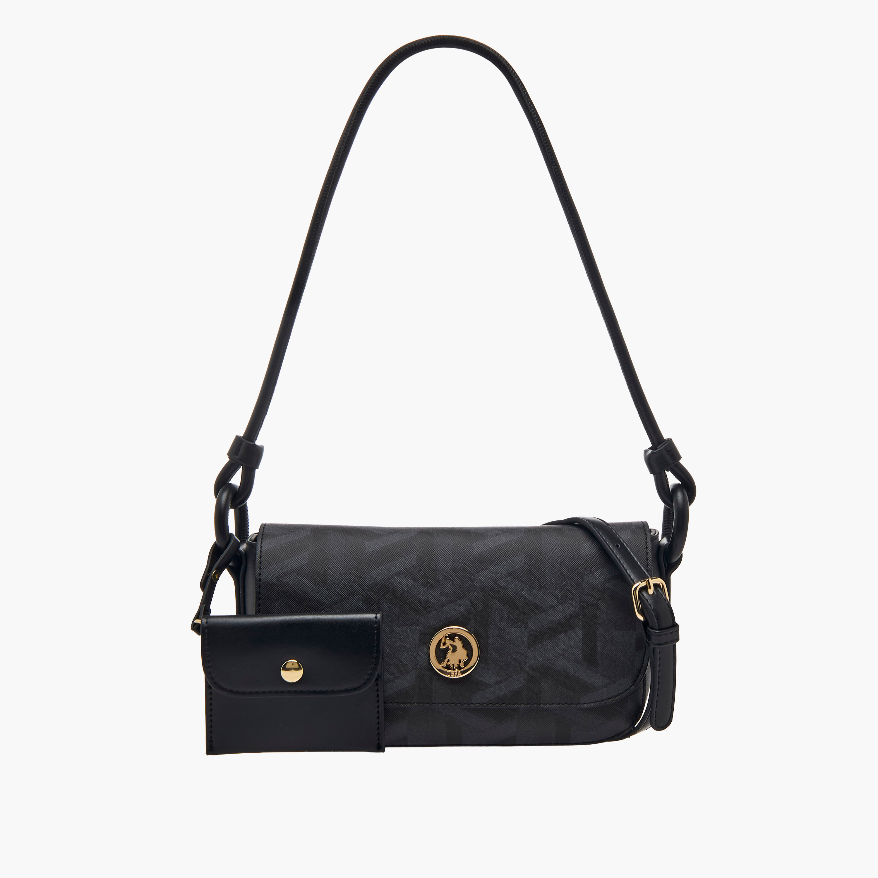 شنطة كروس بودي بطبعات هندسية وشنطة صغيرة للعملات من يو إس بولو أسن-women-bagsandwallets-handbags-image-1