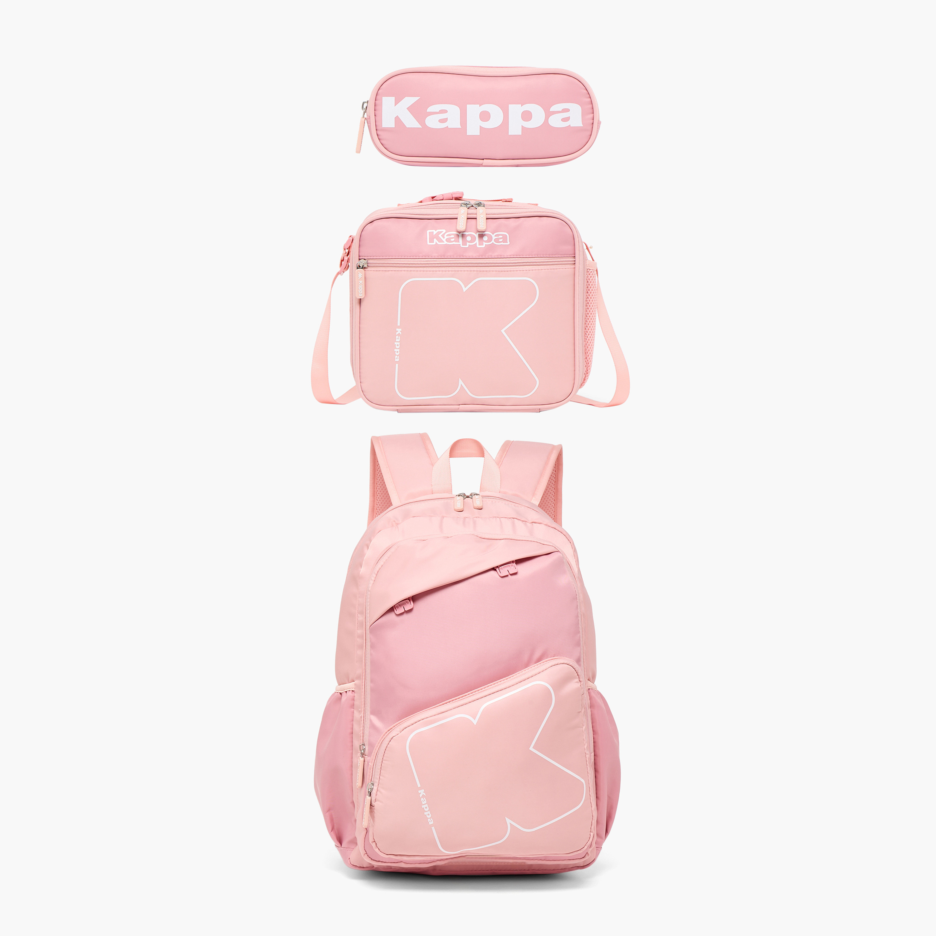 Kappa Logo Print 3-Piece School Backpack Set for Kids 13 Years+ with Lunch Bag and Pencil Pouch-school-bagsandbackpacks-backpacks-image-2