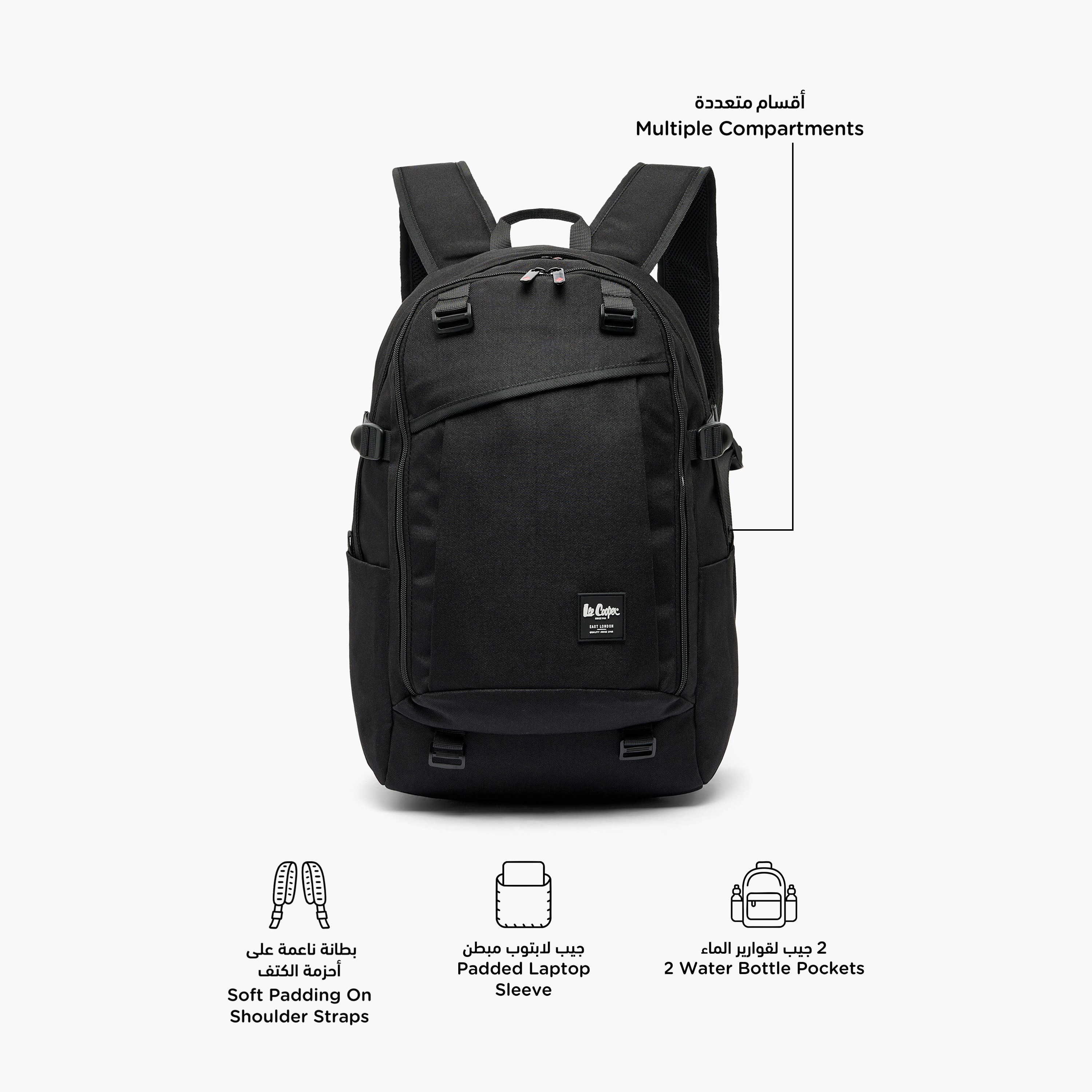 شنطة ظهر مدرسية سادة بأحزمة كتف مبطنة للأطفال بعمر 13 سنة فأكثر من لي كوبر-boys-accessories-bagsandbackpacks-image-2