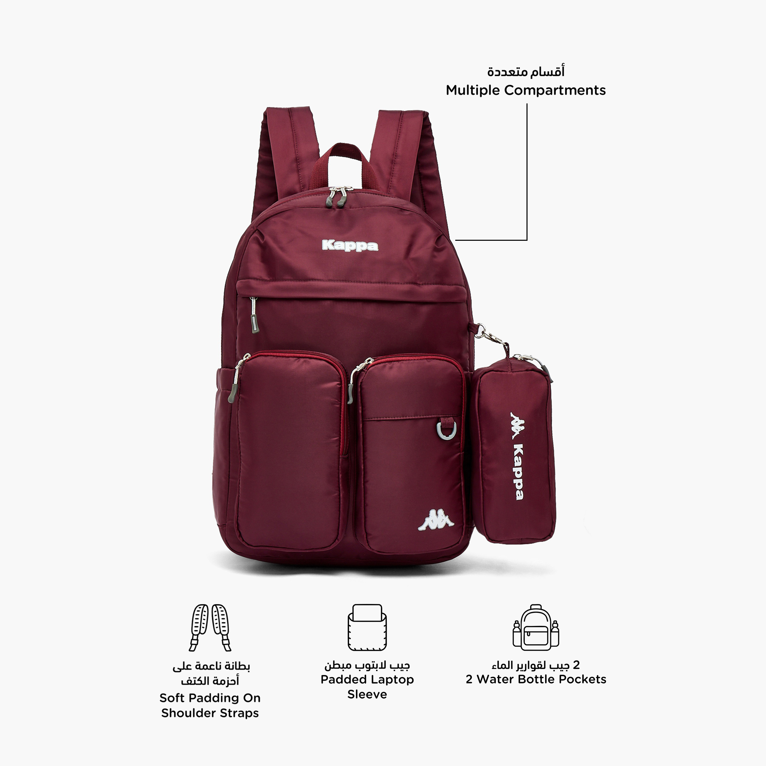 Kappa Logo 2-Piece School Backpack Set for Kids 13 Years+ with Pencil Pouch-school-bagsandbackpacks-backpacks-image-3