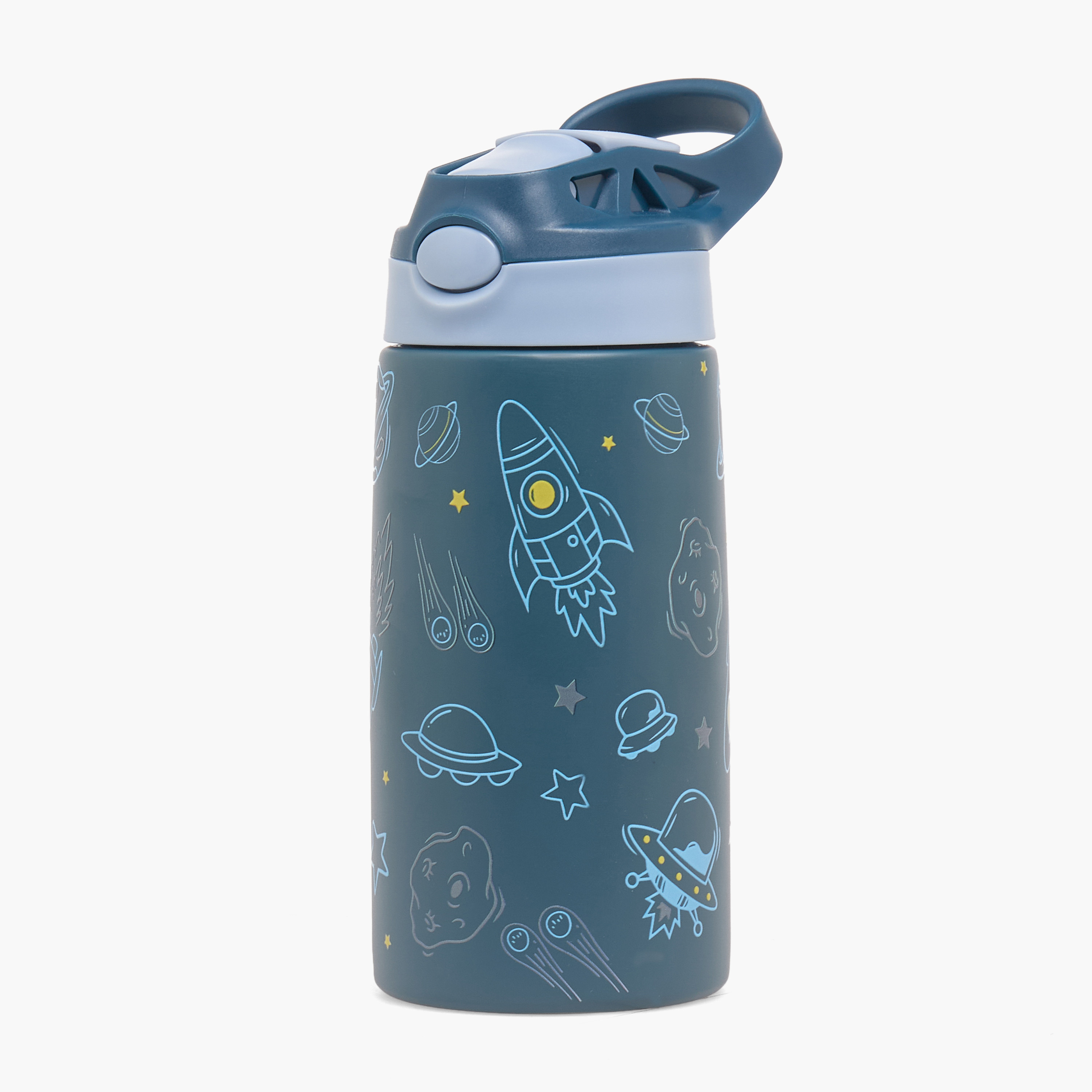 Juniors Space Print Stainless Steel Water Bottle with Spout and Carry Handle-school-waterbottles-image-1
