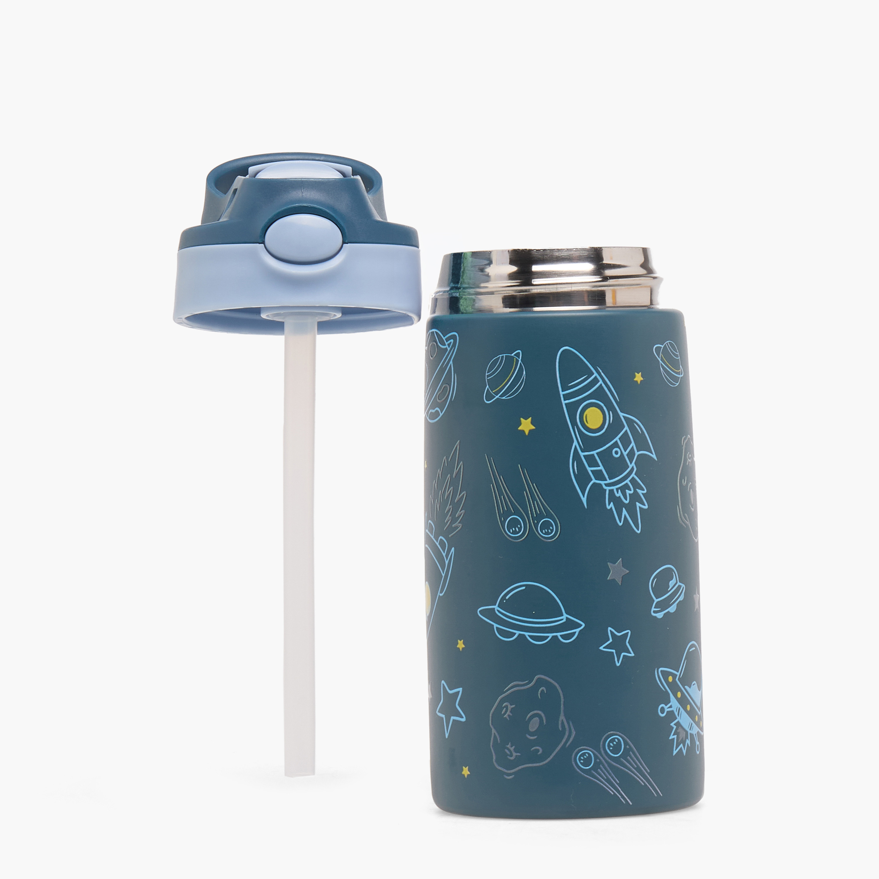 Juniors Space Print Stainless Steel Water Bottle with Spout and Carry Handle-school-waterbottles-image-2