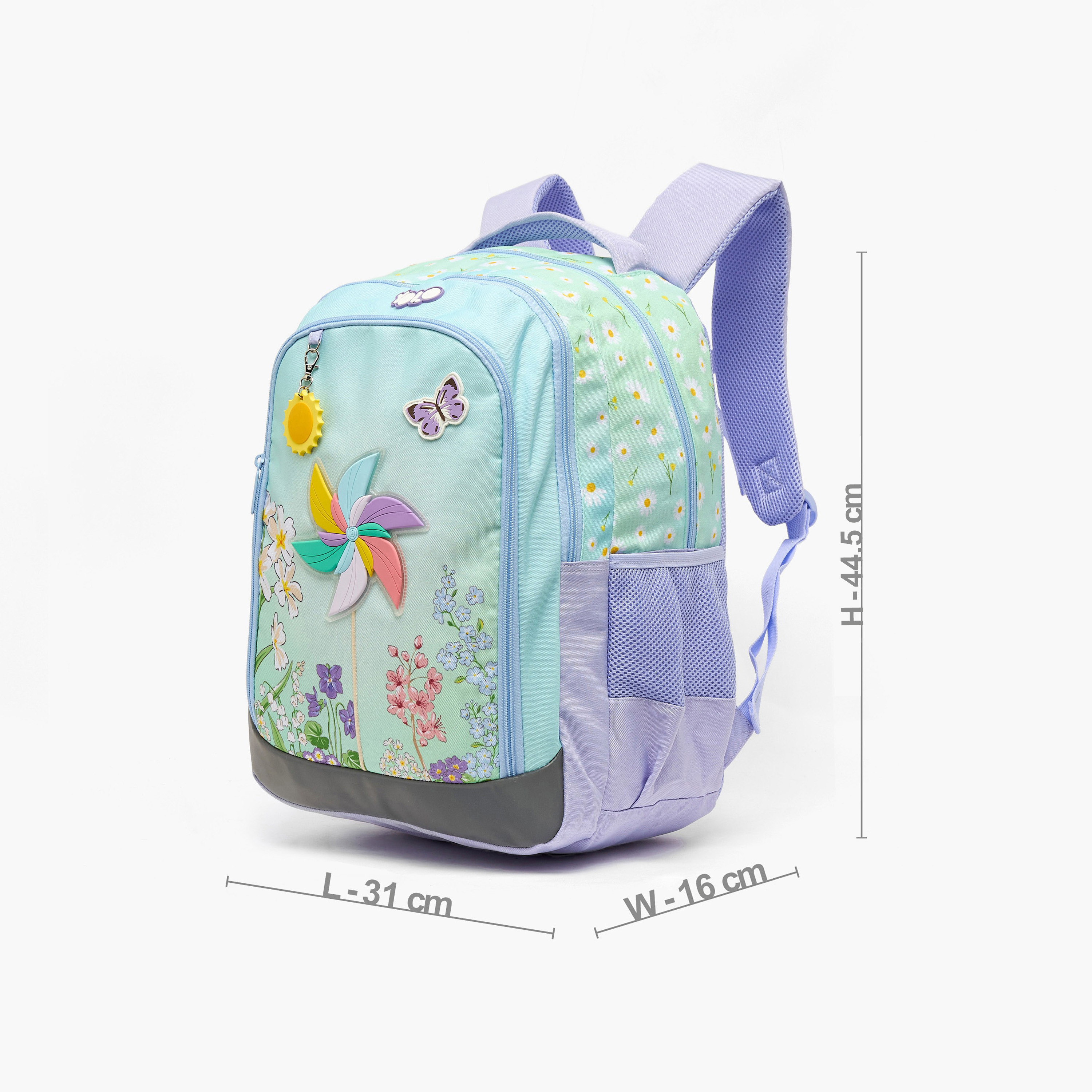 Yolo Floral Print Backpack for Girls 8-13 Years with Padded Straps - 18 inches-school-bagsandbackpacks-backpacks-image-2