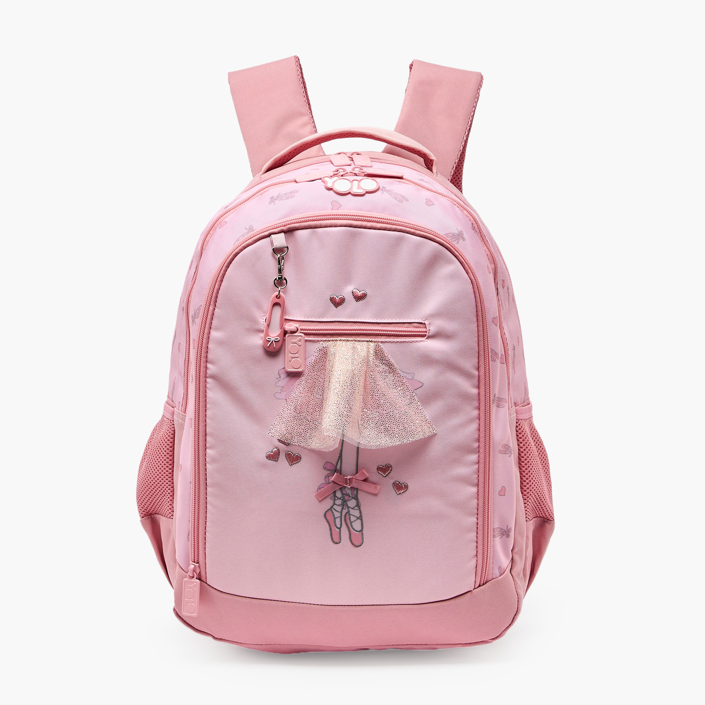 شنطة ظهر بطبعة باليرينا للبنات من 8-13 سنة مع أحزمة كتف مبطنة - 18 بوصة من يولو-school-bagsandbackpacks-backpacks-image-1