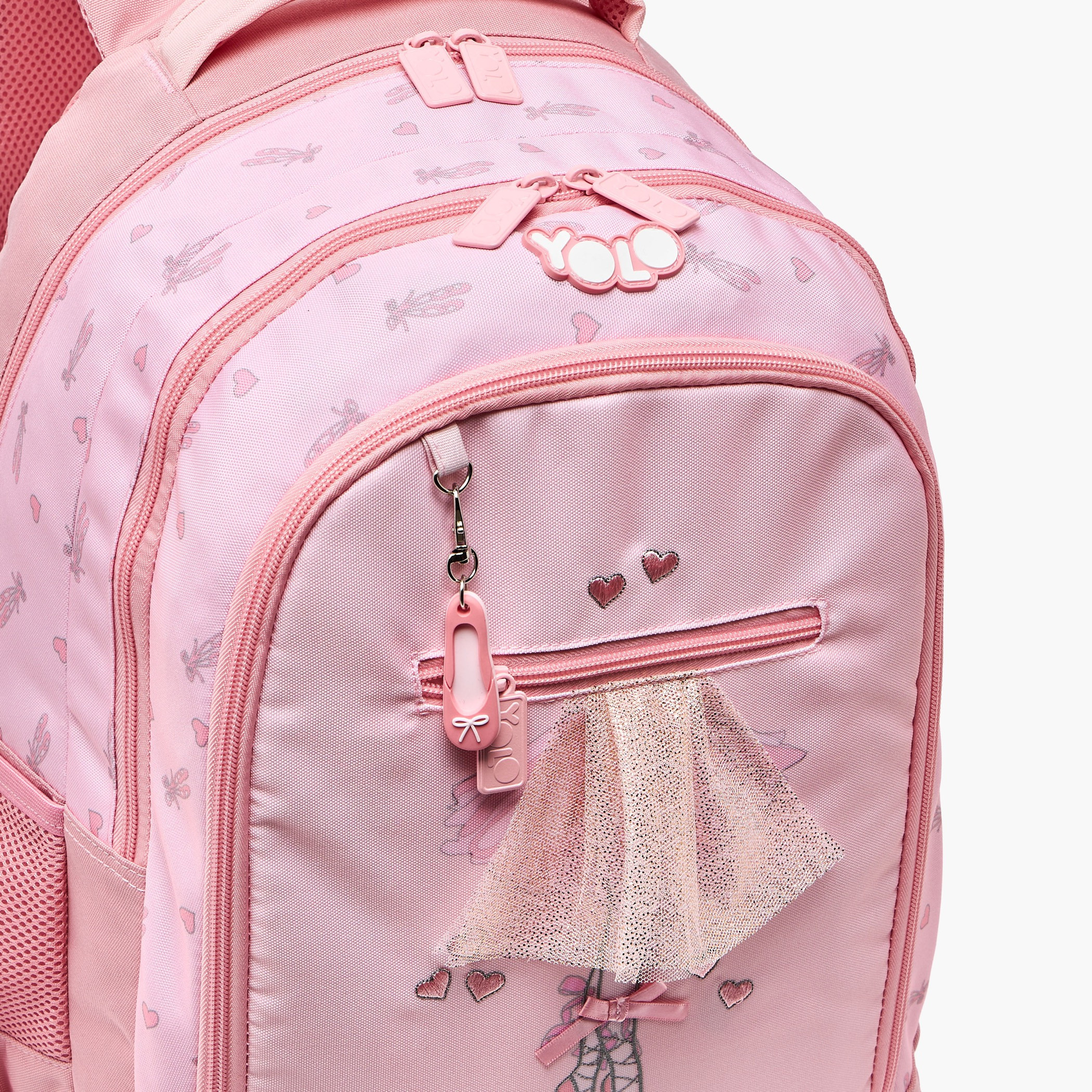 شنطة ظهر بطبعة باليرينا للبنات من 8-13 سنة مع أحزمة كتف مبطنة - 18 بوصة من يولو-school-bagsandbackpacks-backpacks-image-3