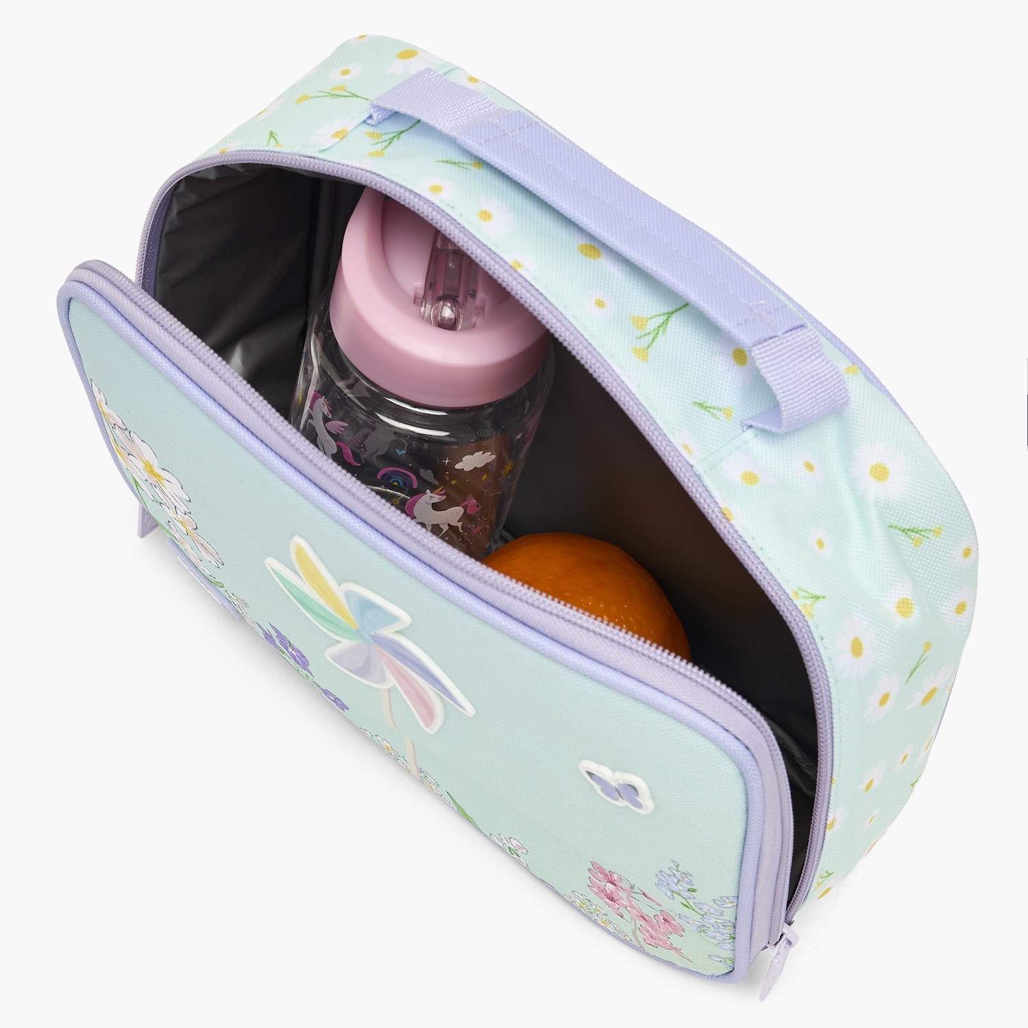 Yolo Floral Print Lunch Bag for Girls 5-8 Years with Zip Closure-school-lunchessentials-lunchbags-image-4