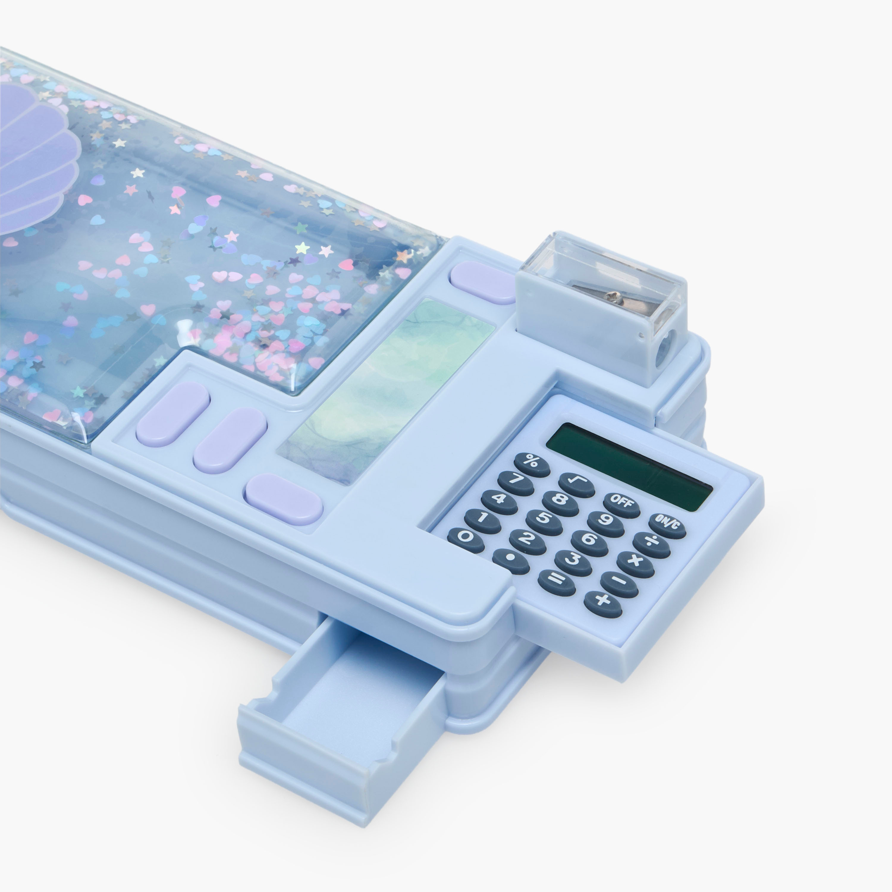 مقلمة بطبعات صدف البحر مع آلة حاسبة من يولو-school-stationery-pencilcases-image-5