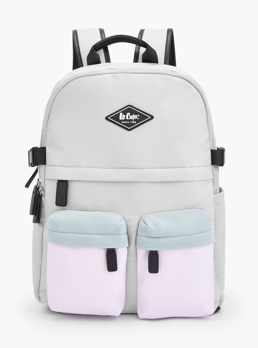 شنطة ظهر بأحزمة كتف قابلة للتعديل وزخرفة الشعار من لي كوبر-school-bagsandbackpacks-backpacks-image-1