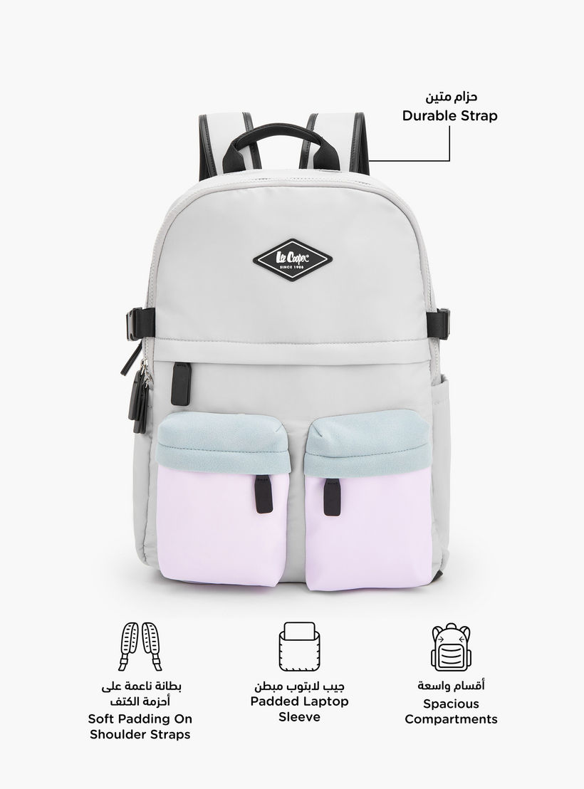 شنطة ظهر بأحزمة كتف قابلة للتعديل وزخرفة الشعار من لي كوبر-school-bagsandbackpacks-backpacks-image-2