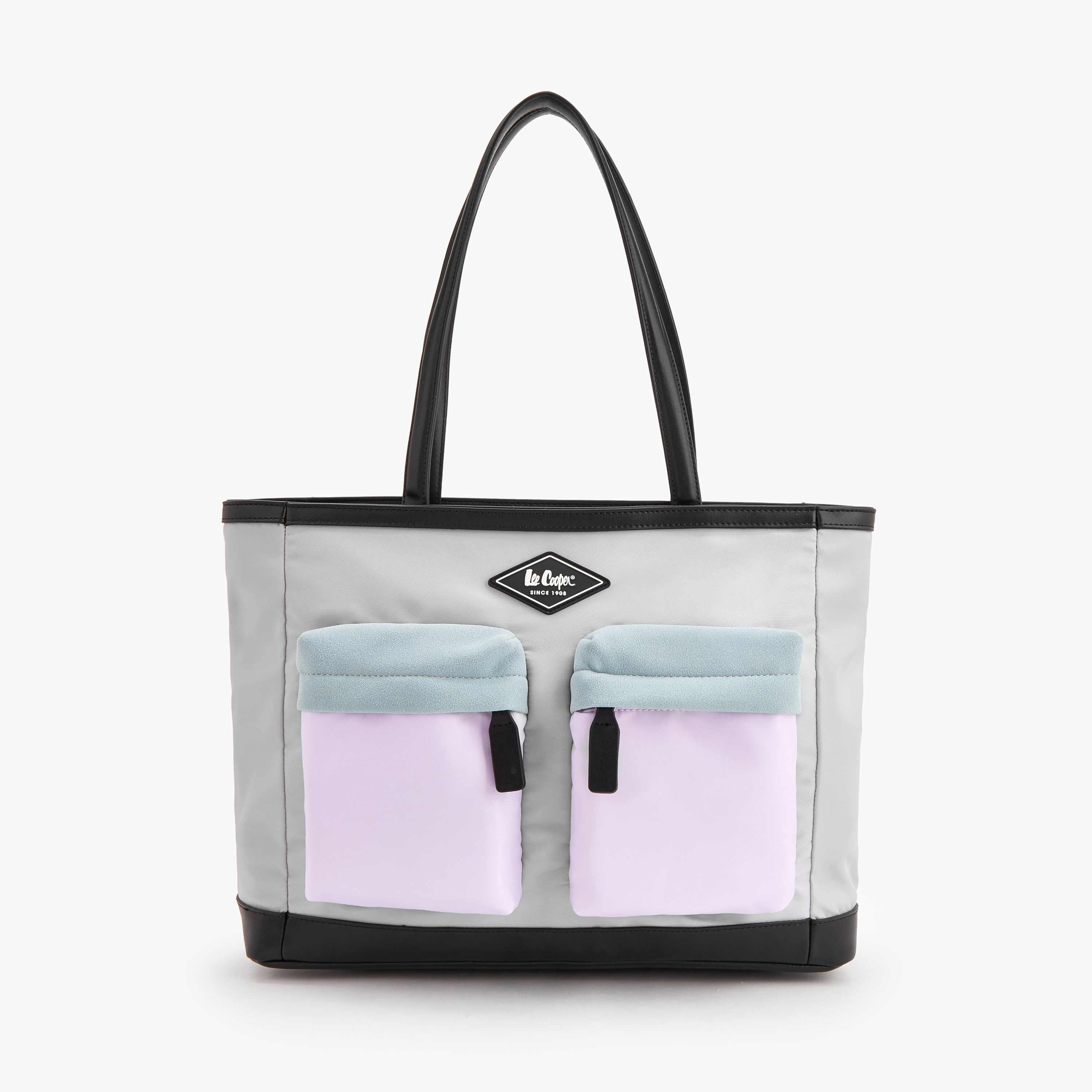 شنطة توت بقوالب ملونة وسحاب إغلاق من لي كوبر-women-bagsandwallets-handbags-image-1
