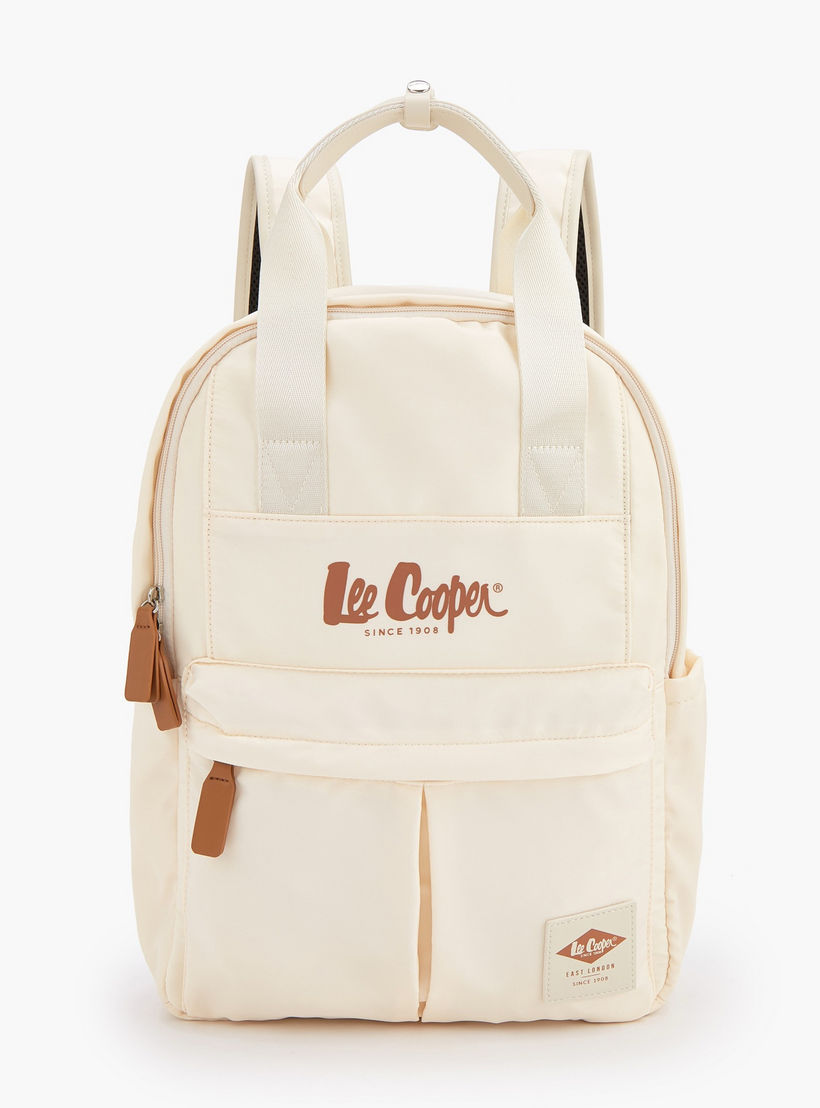 شنطة ظهر بحمالات كتف قابلة للتعديل وطبعات شعار من لي كوبر-women-bagsandwallets-backpacks-image-1