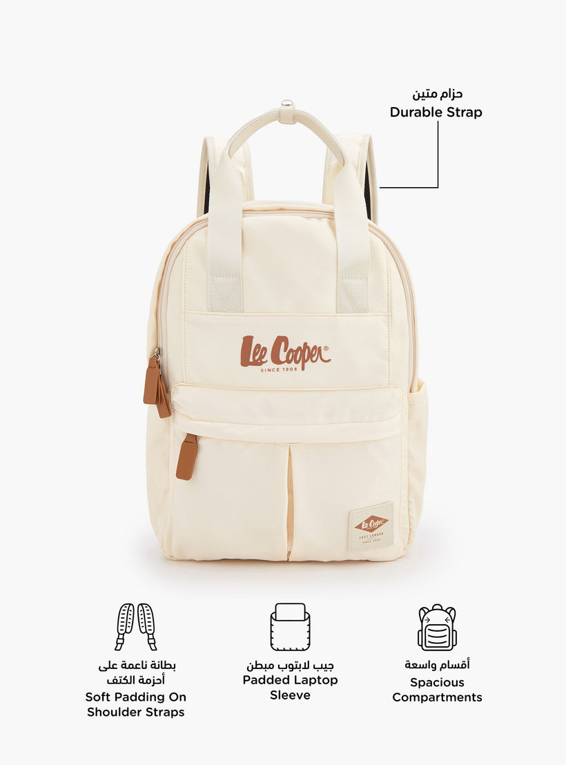 شنطة ظهر بحمالات كتف قابلة للتعديل وطبعات شعار من لي كوبر-women-bagsandwallets-backpacks-image-2