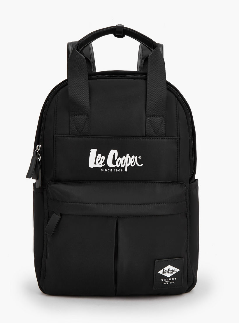 شنطة ظهر بحمالات كتف قابلة للتعديل وطبعات شعار من لي كوبر-women-bagsandwallets-backpacks-image-1