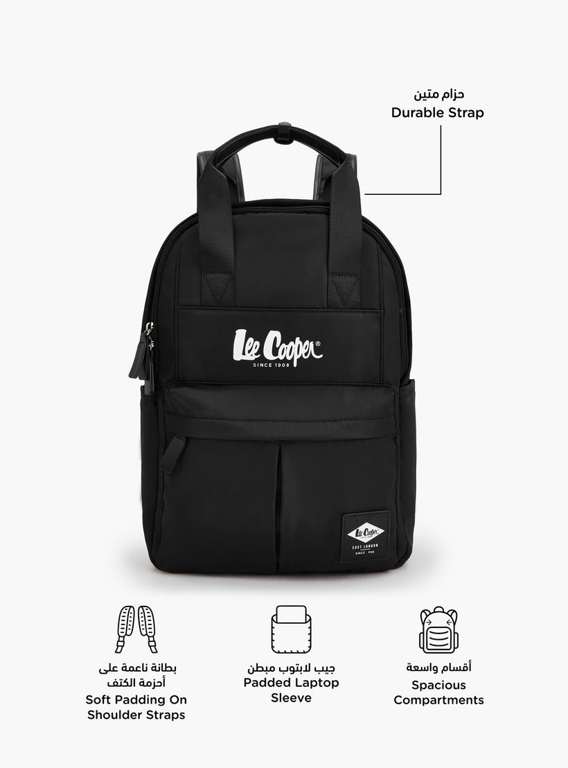 شنطة ظهر بحمالات كتف قابلة للتعديل وطبعات شعار من لي كوبر-women-bagsandwallets-backpacks-image-2