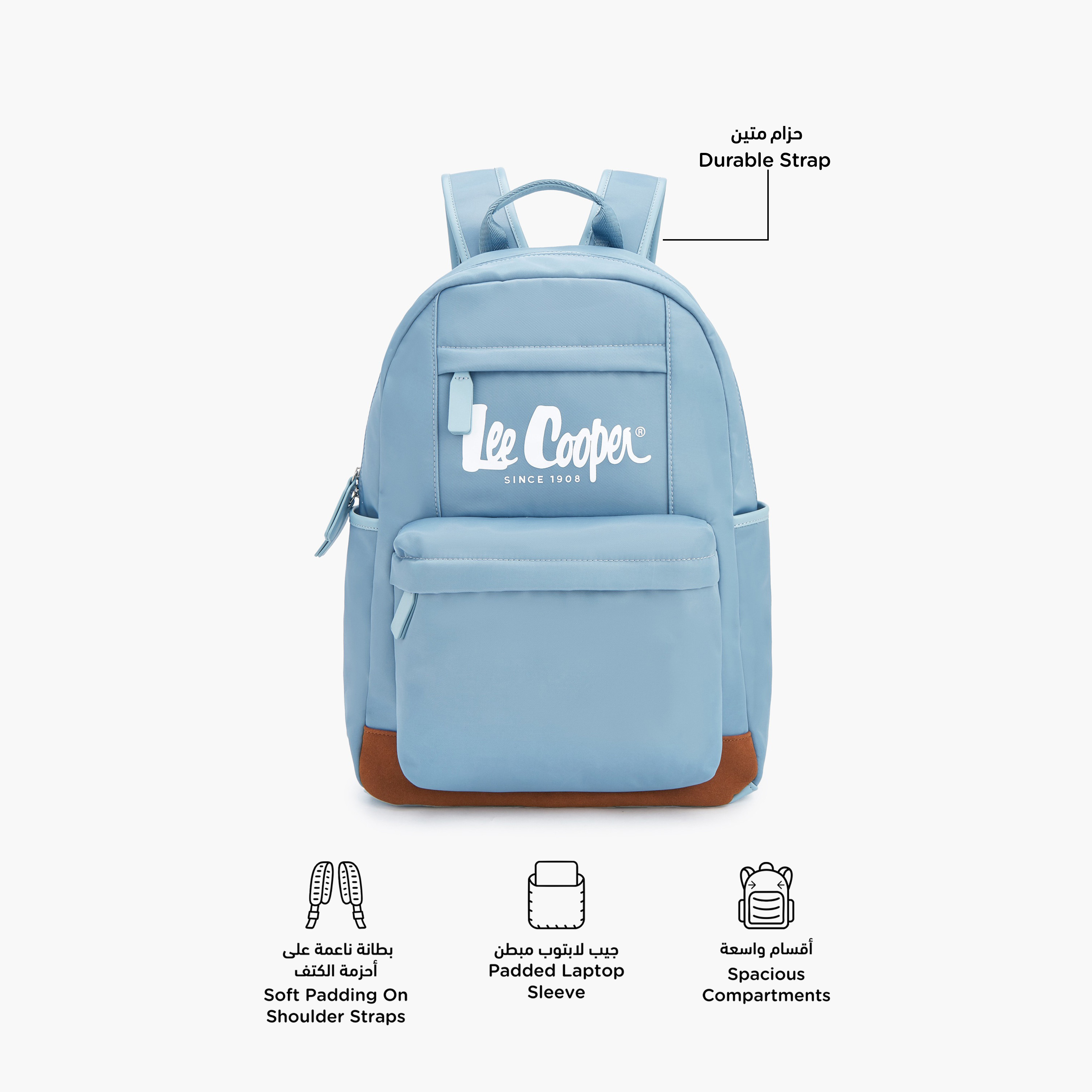 شنطة ظهر سادة بحمالات قابلة للتعديل من لي كوبر-women-bagsandwallets-backpacks-image-2