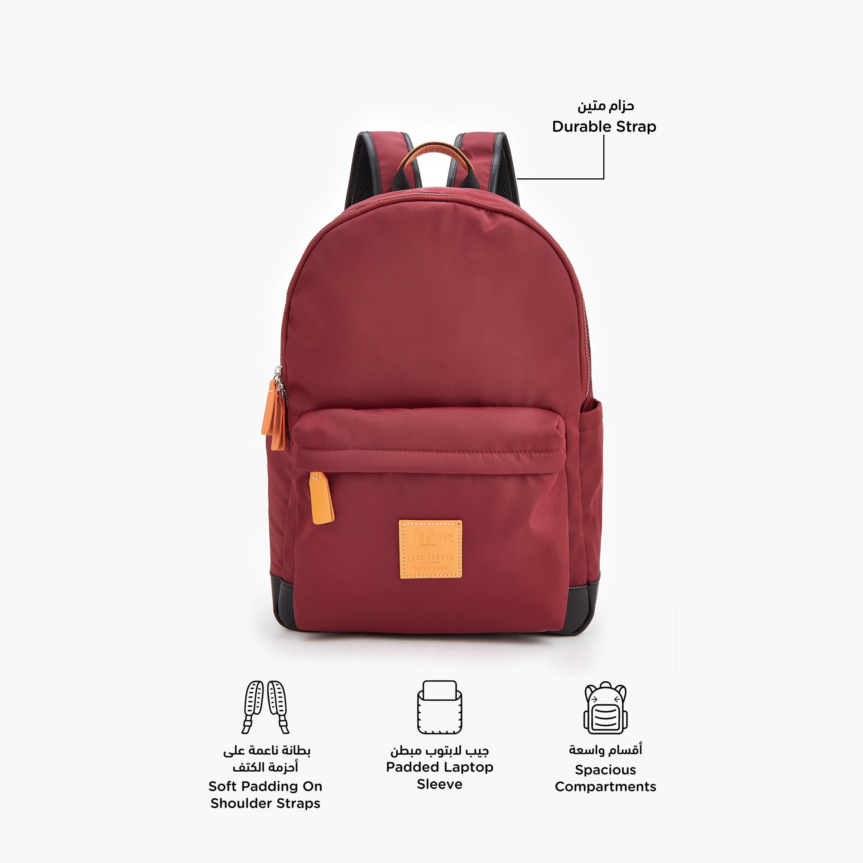 شنطة ظهر بسحاب إغلاق وزخرفة الشعار من لي كوبر-school-bagsandbackpacks-backpacks-image-2