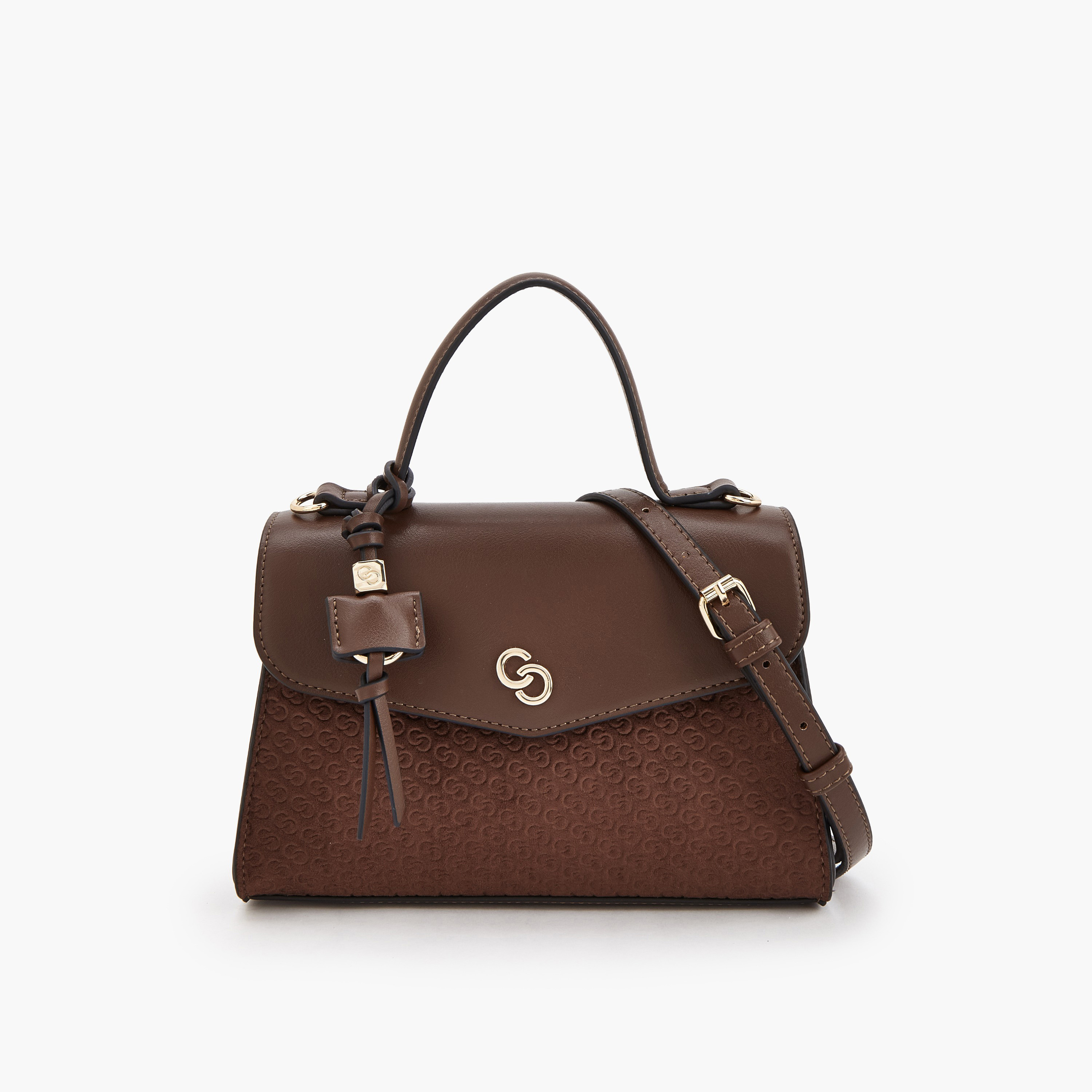Celeste Monogram Embossed Satchel Bag with Detachable Strap-women-bagsandwallets-handbags-image-1