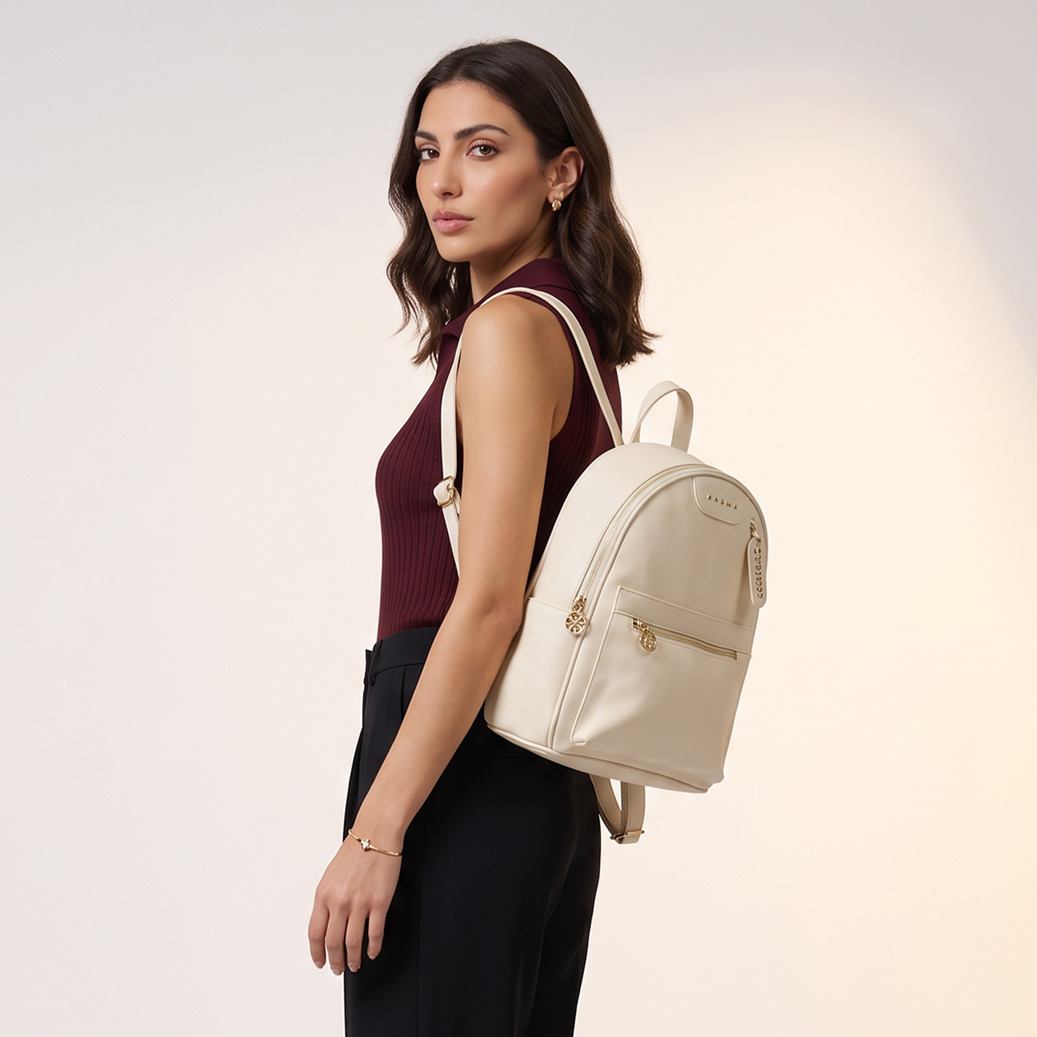 Sasha Logo Detail Backpack with Adjustable Straps-women-bagsandwallets-backpacks-image-2