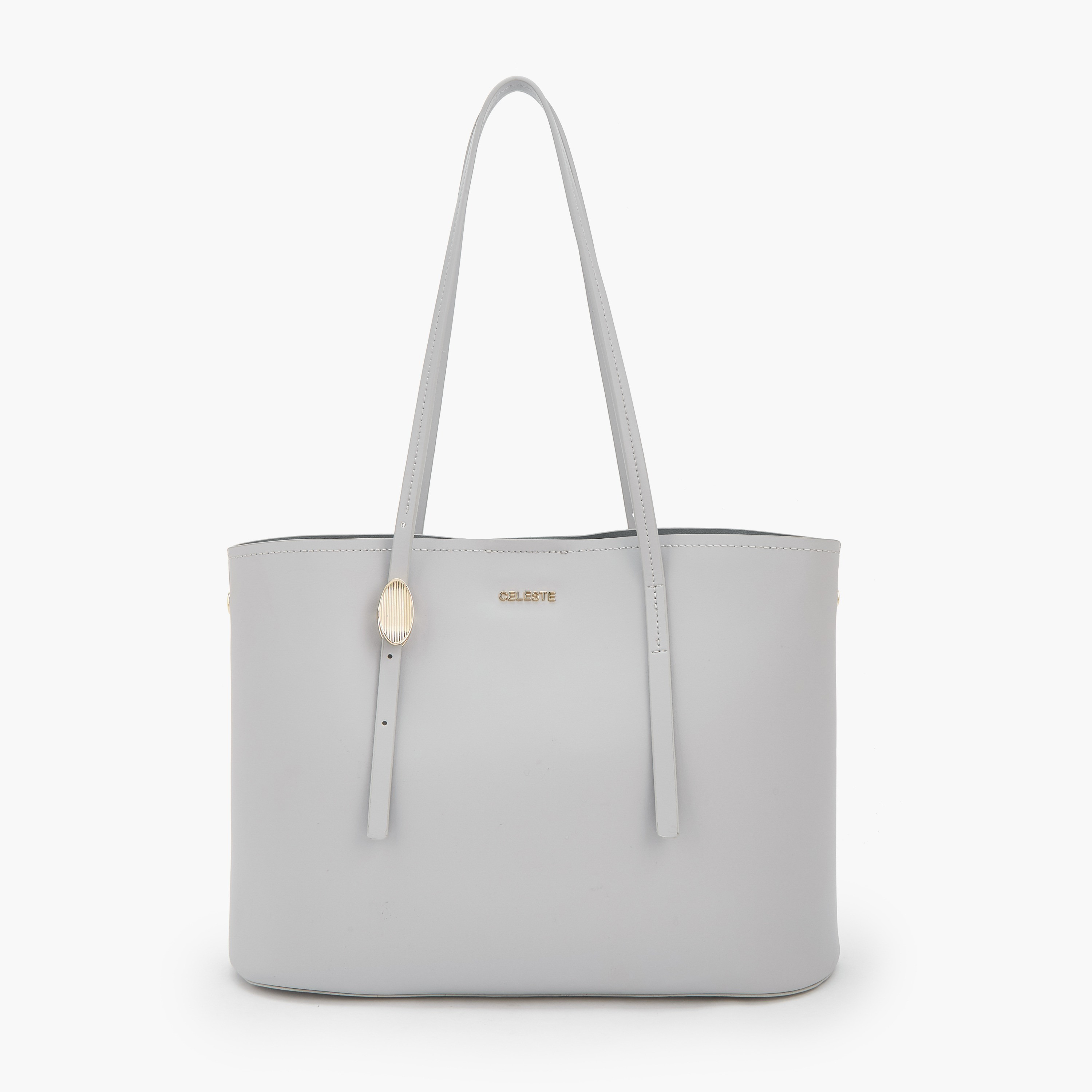 Celeste Textured Tote Bag with Button Closure-women-bagsandwallets-handbags-image-1