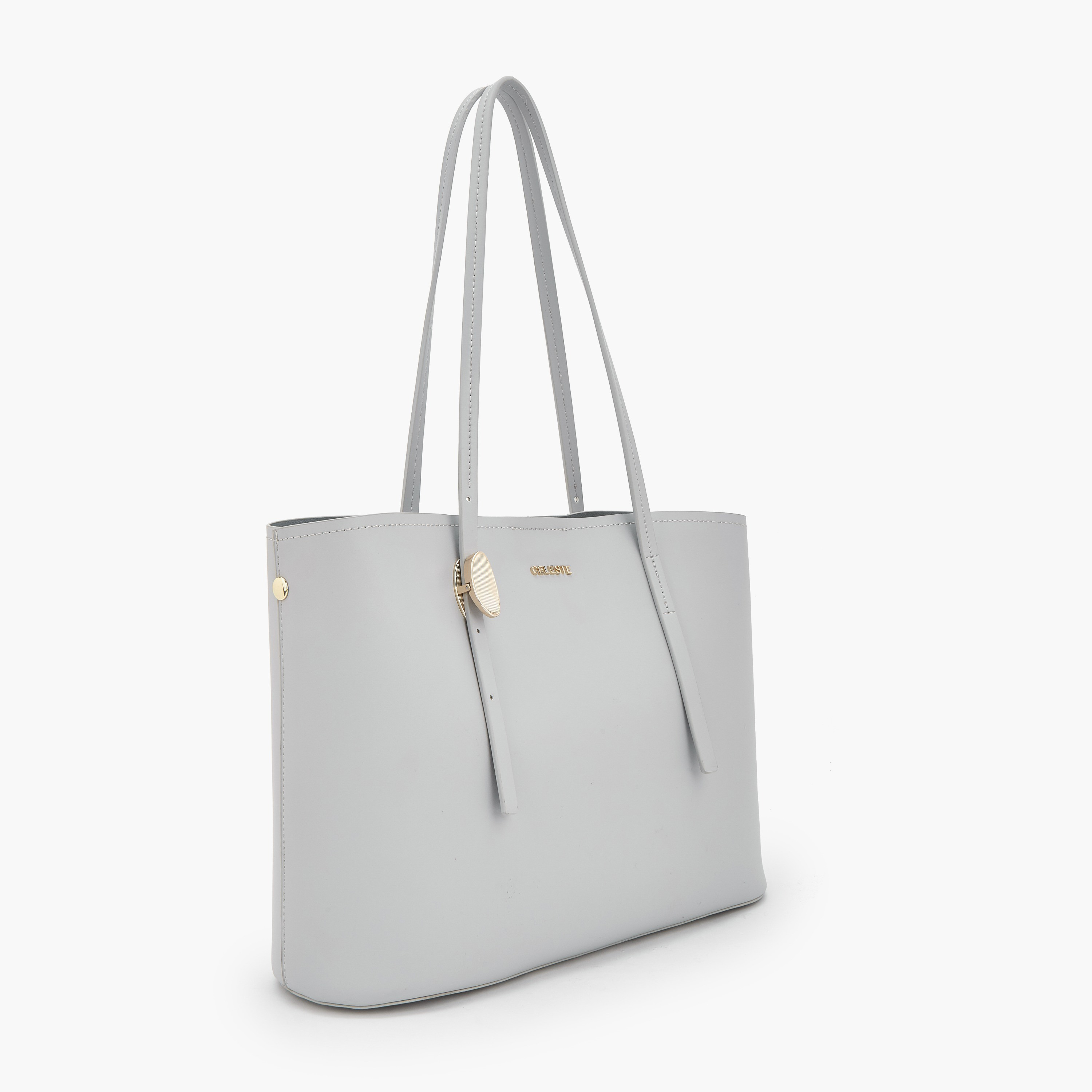 Celeste Textured Tote Bag with Button Closure-women-bagsandwallets-handbags-image-2